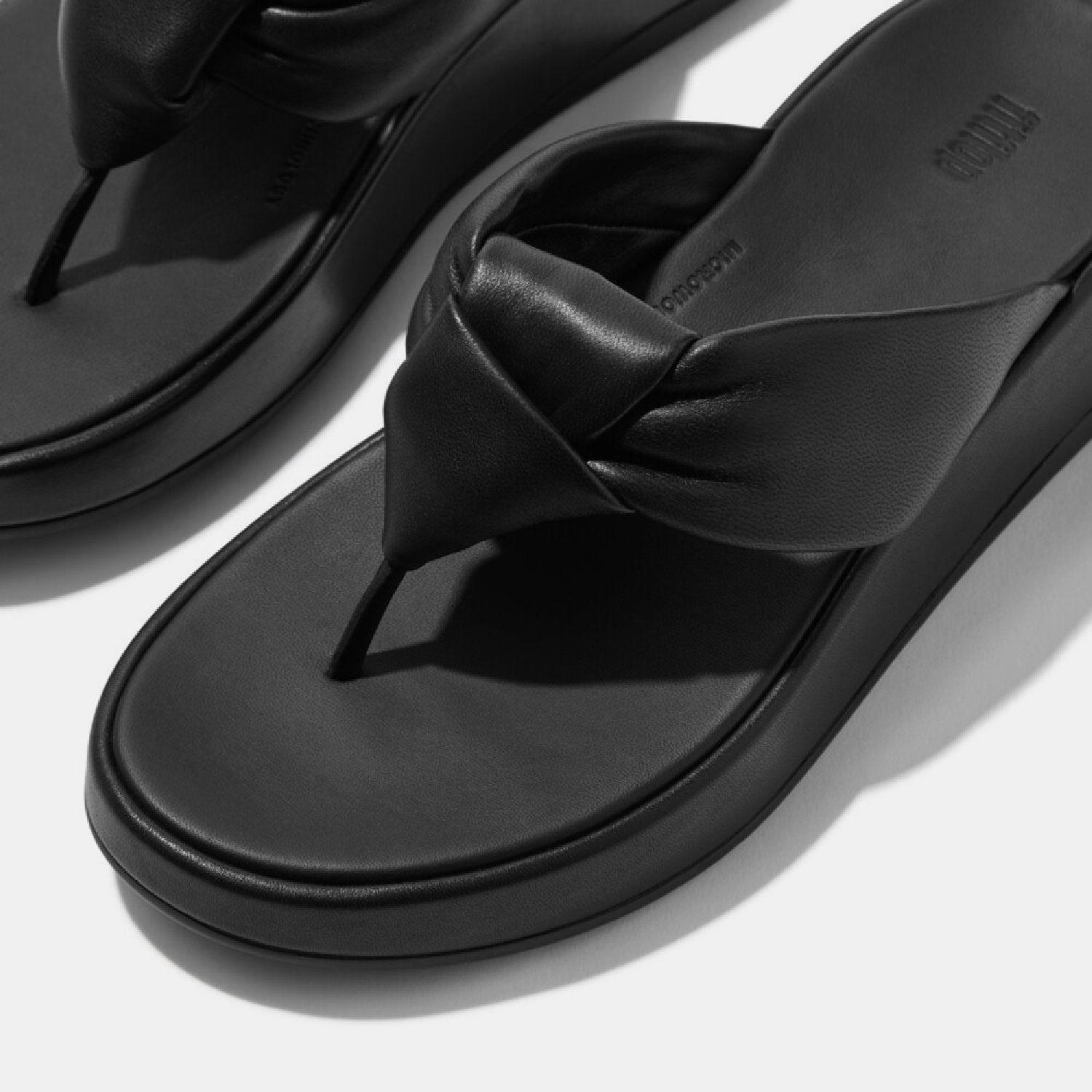 Zwart - FitFlop - F-Mode Knot Flatform Toe-Post Sandals - 5