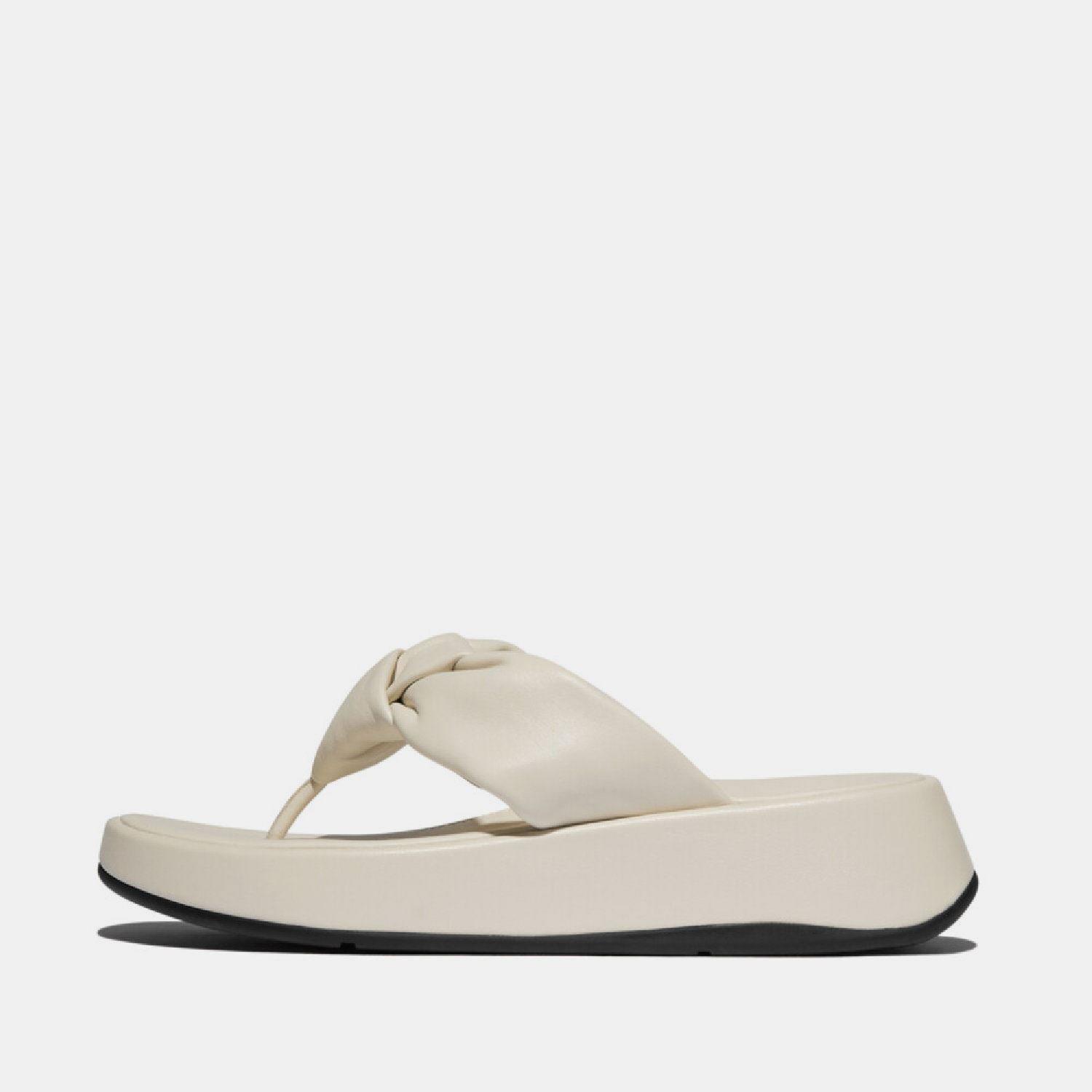 Beige - FitFlop - F-Mode Knot Flatform Toe-Post Sandals - 1