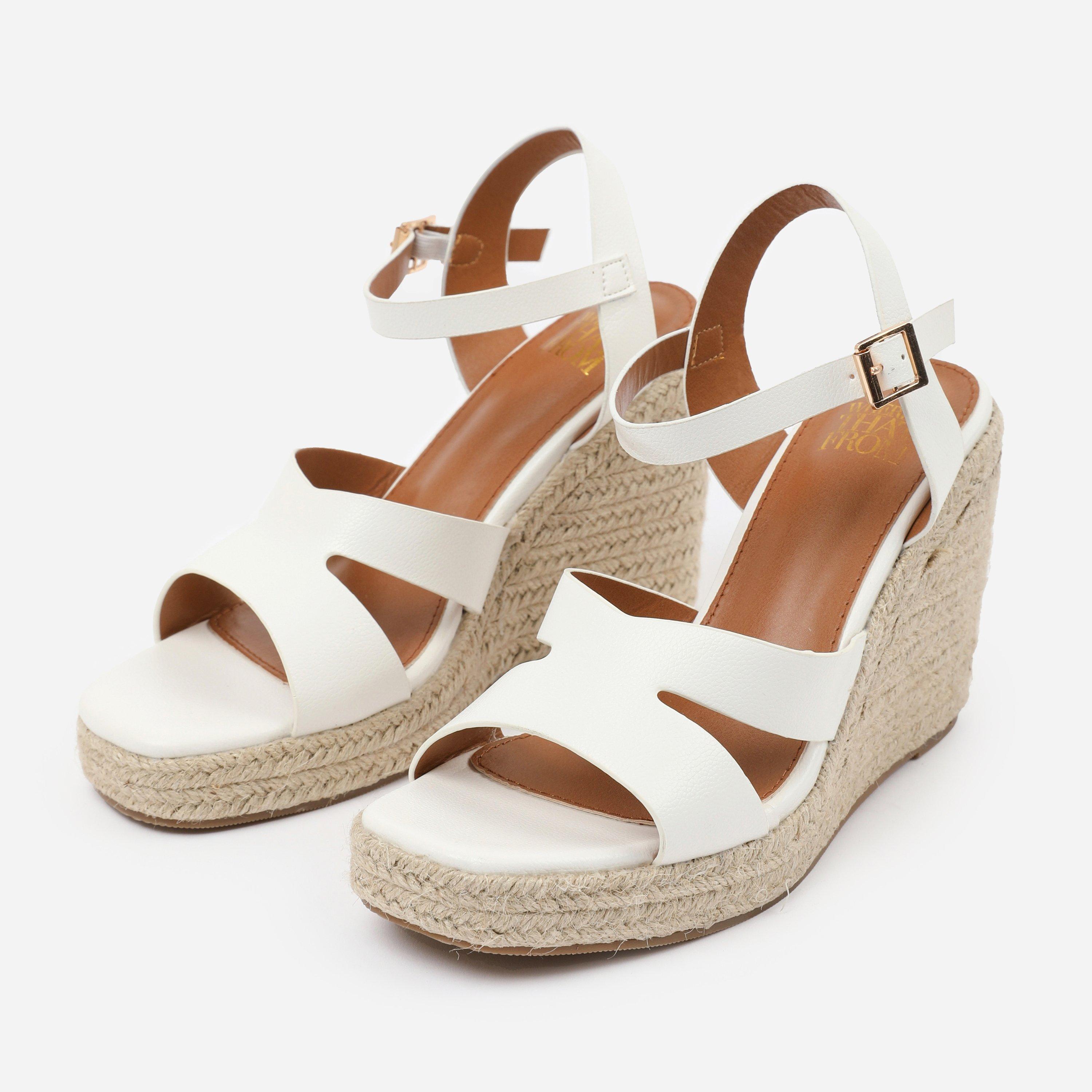 White - Wheres That From - White PU Sansa Wedge Shoes - 3
