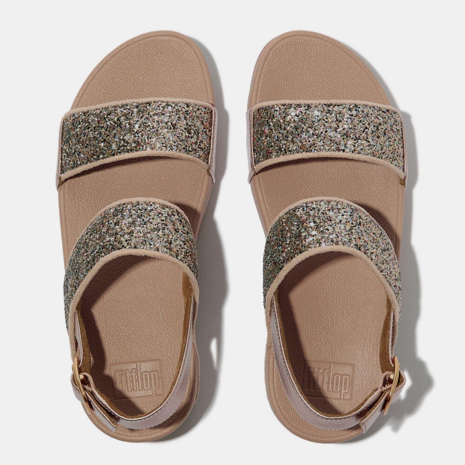 Beige - FitFlop - Lulu Multi-Tonal Giltter Back-Strap Sandals - 3