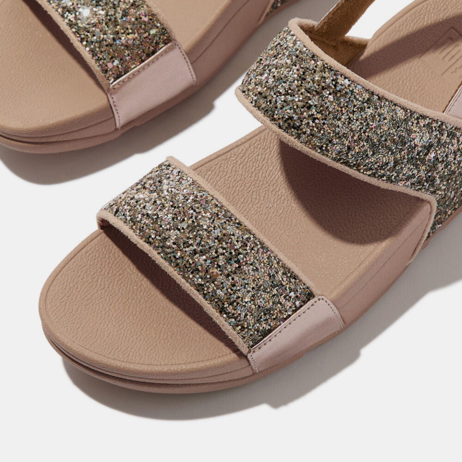 Beige - FitFlop - Lulu Multi-Tonal Giltter Back-Strap Sandals - 5