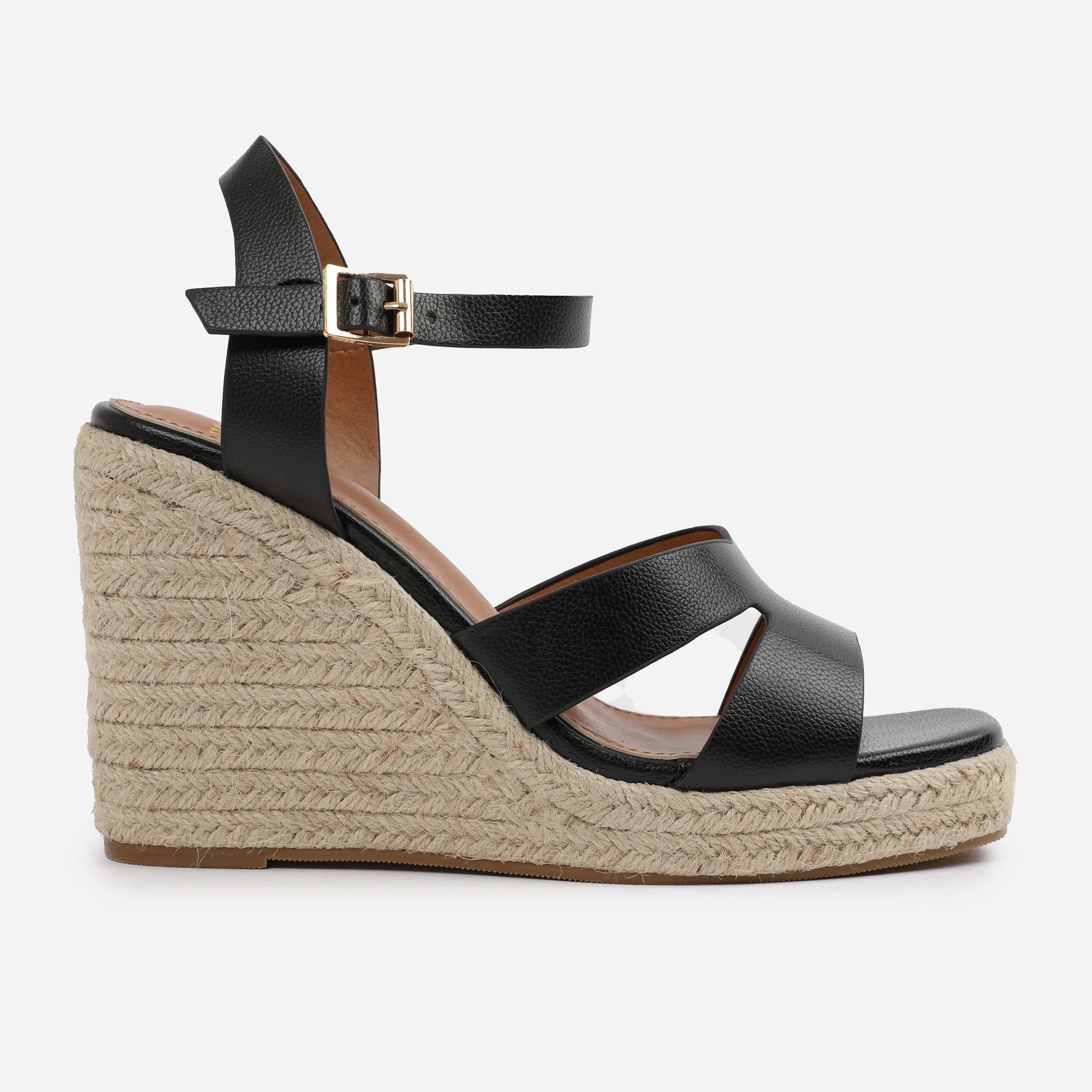 Black - Wheres That From - Black-PU Wide-Fit Black PU Sansa Wedge Shoes - 1