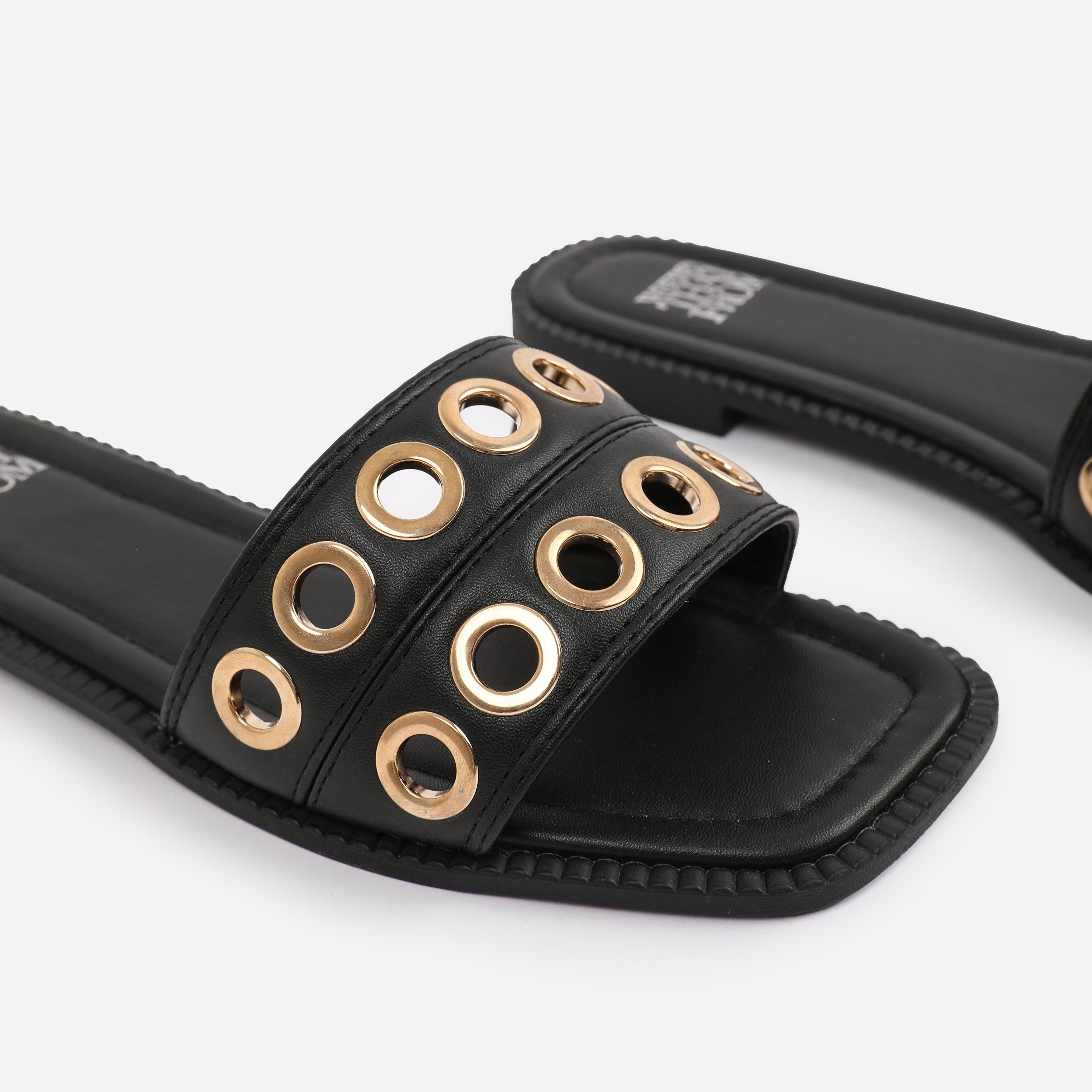 Black - Wheres That From - Black PU Bonnie Flatform Sandal - 4