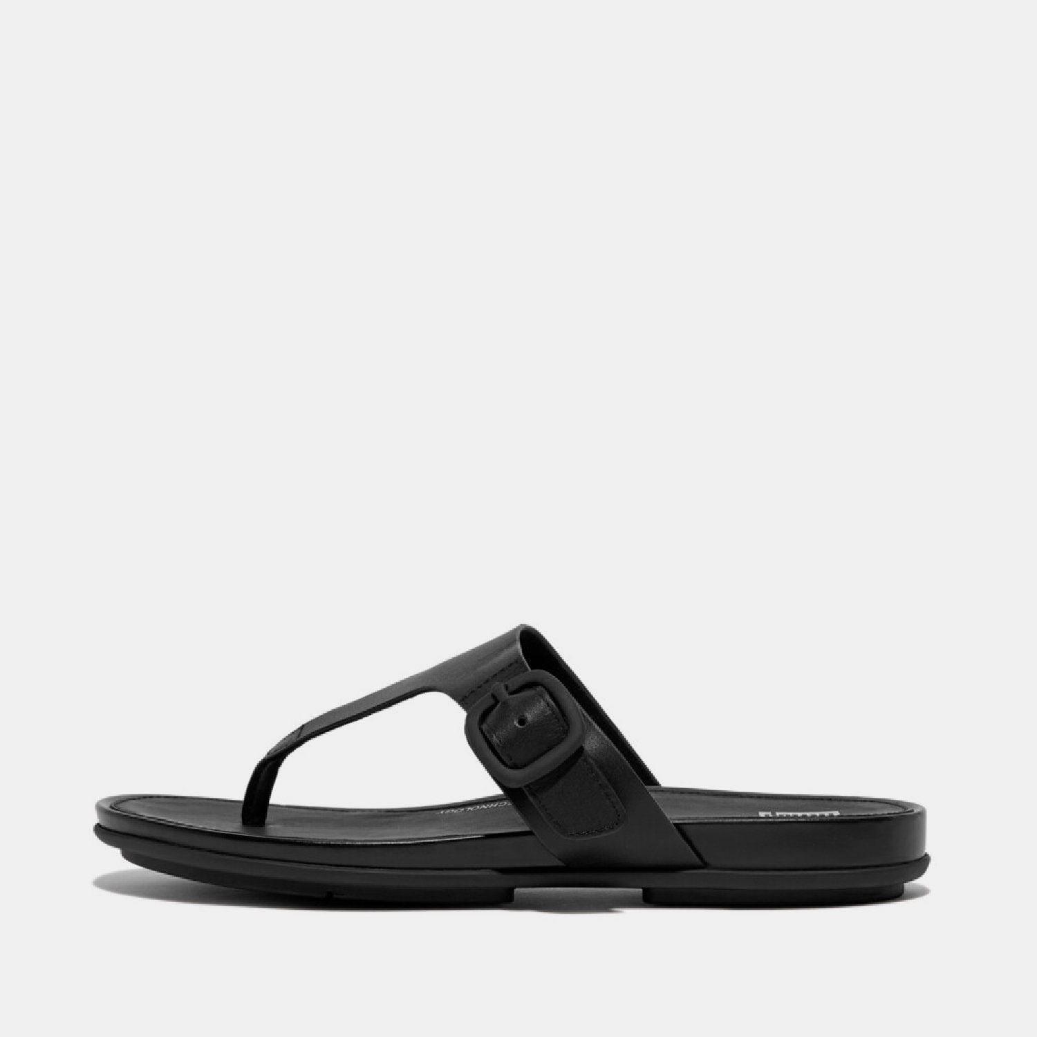 Black - Fitflop - Gracie Leather Toe-Post Sandals - 1