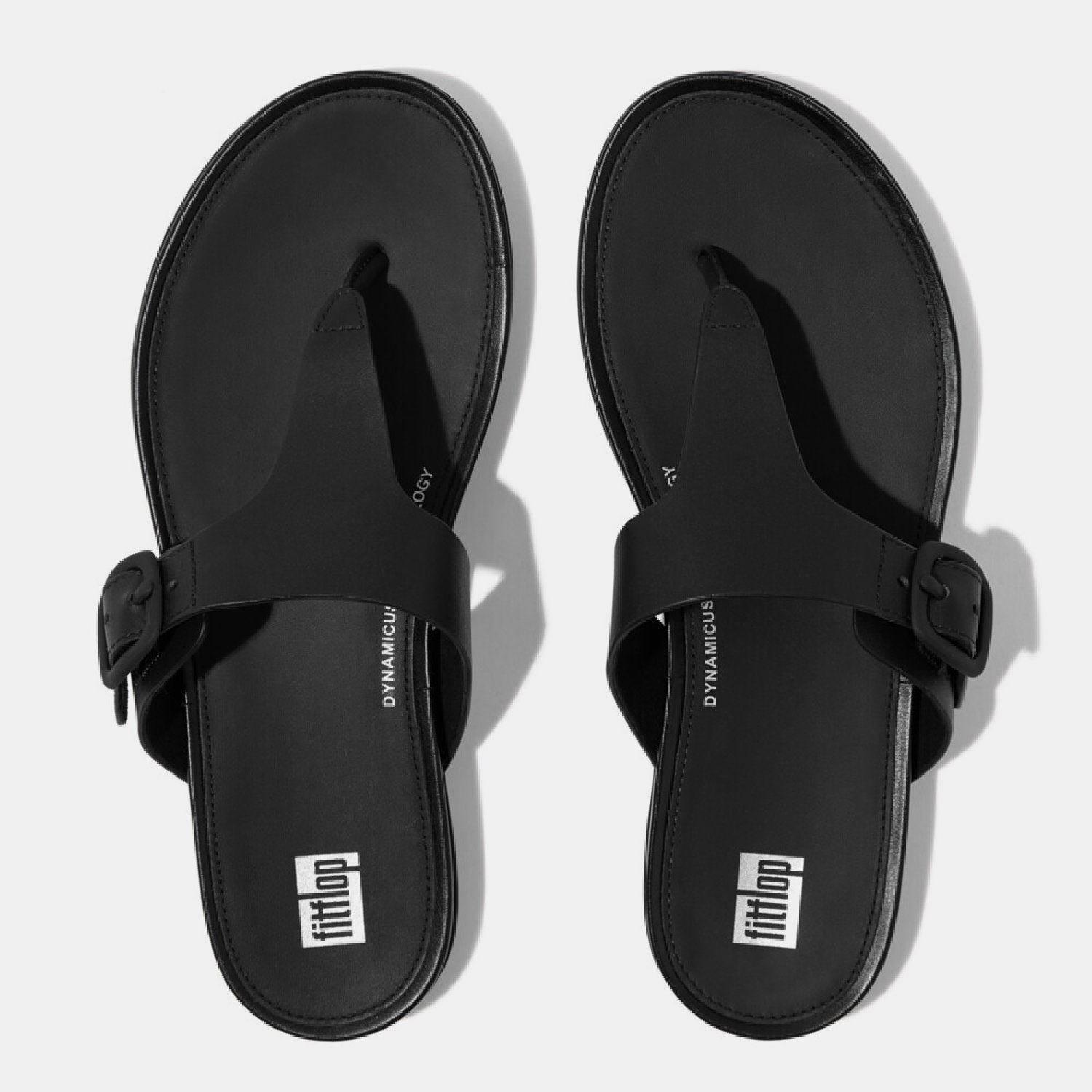 Black - Fitflop - Gracie Leather Toe-Post Sandals - 3