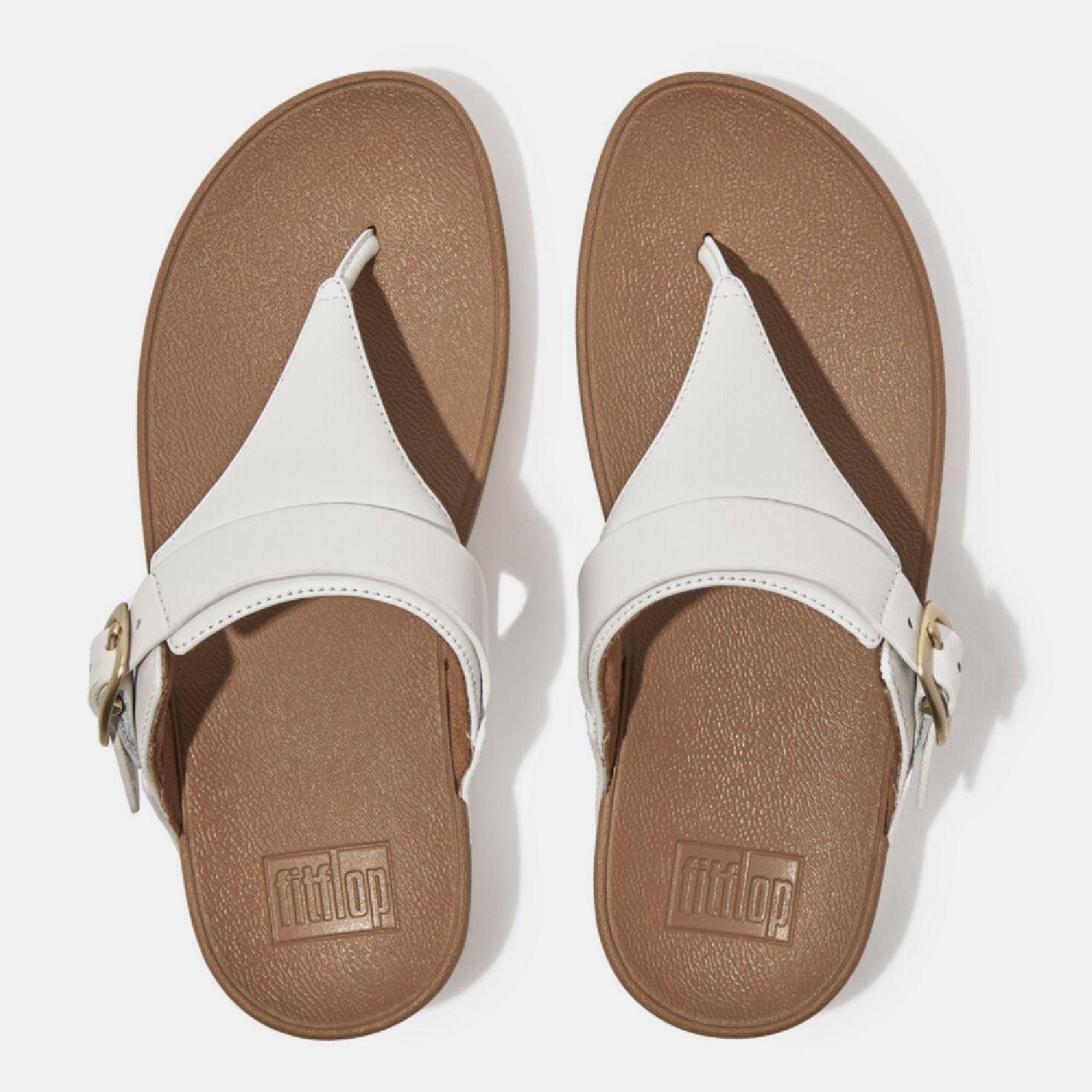 White - FitFlop - Lulu Adjustable Toe-Post Sandals - 3