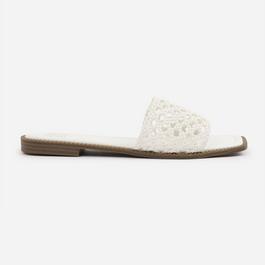 Wheres That From White PU Chelsea Woven Strap Flat Sandals
