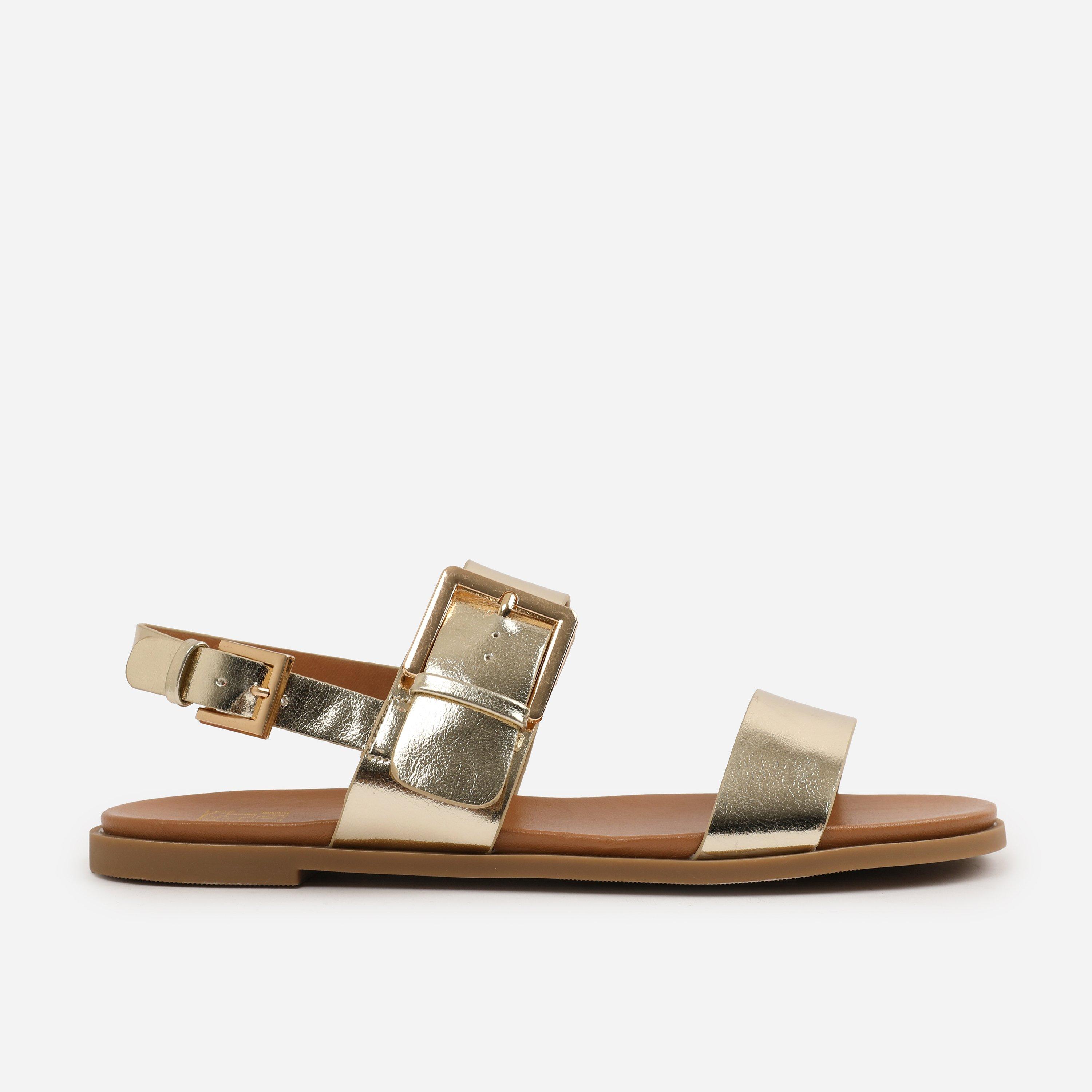 Metallic Gold - Wheres That From - Wide-Fit Gold-Metallic PU Camilla Classic Flat San - 1