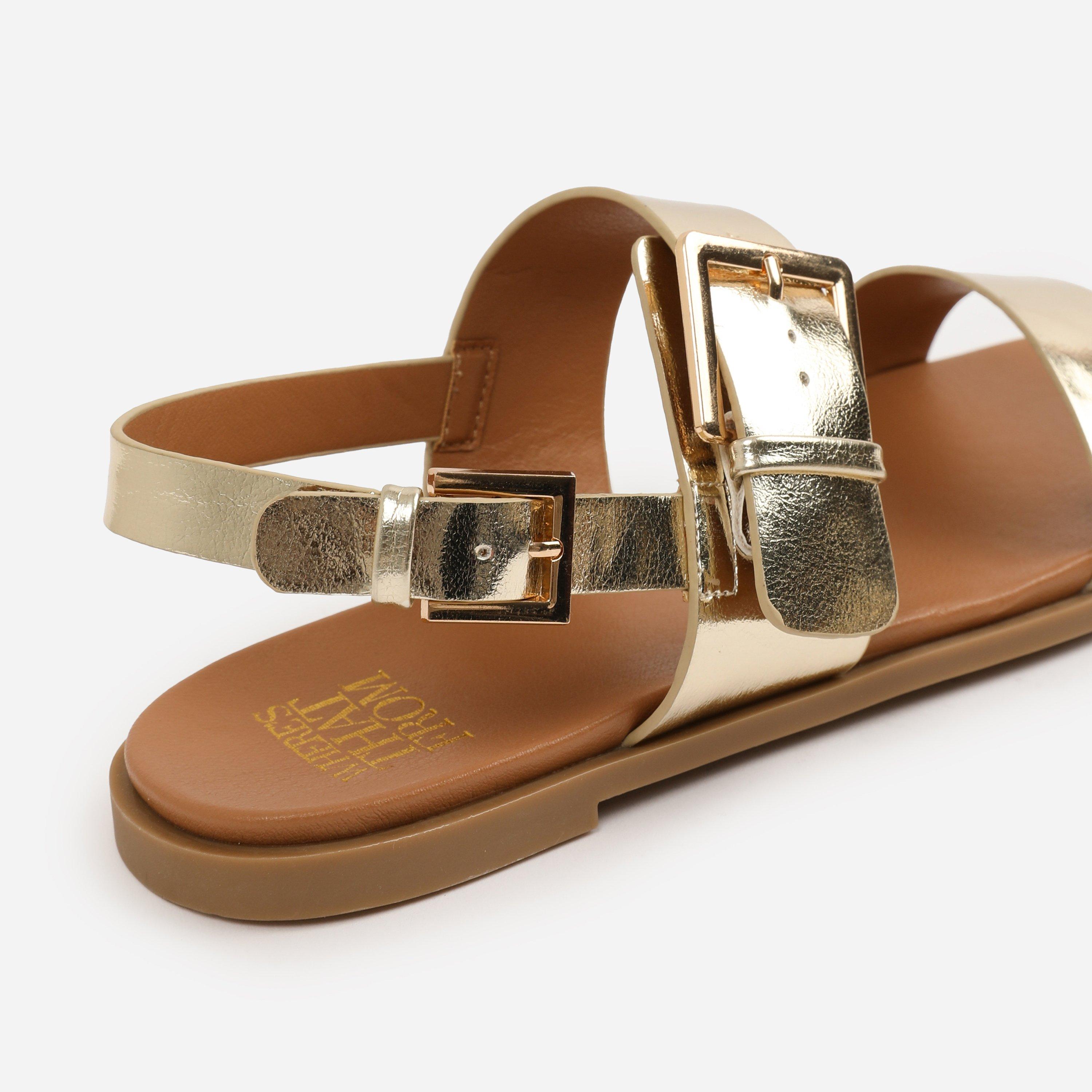 Metallic Gold - Wheres That From - Wide-Fit Gold-Metallic PU Camilla Classic Flat San - 4