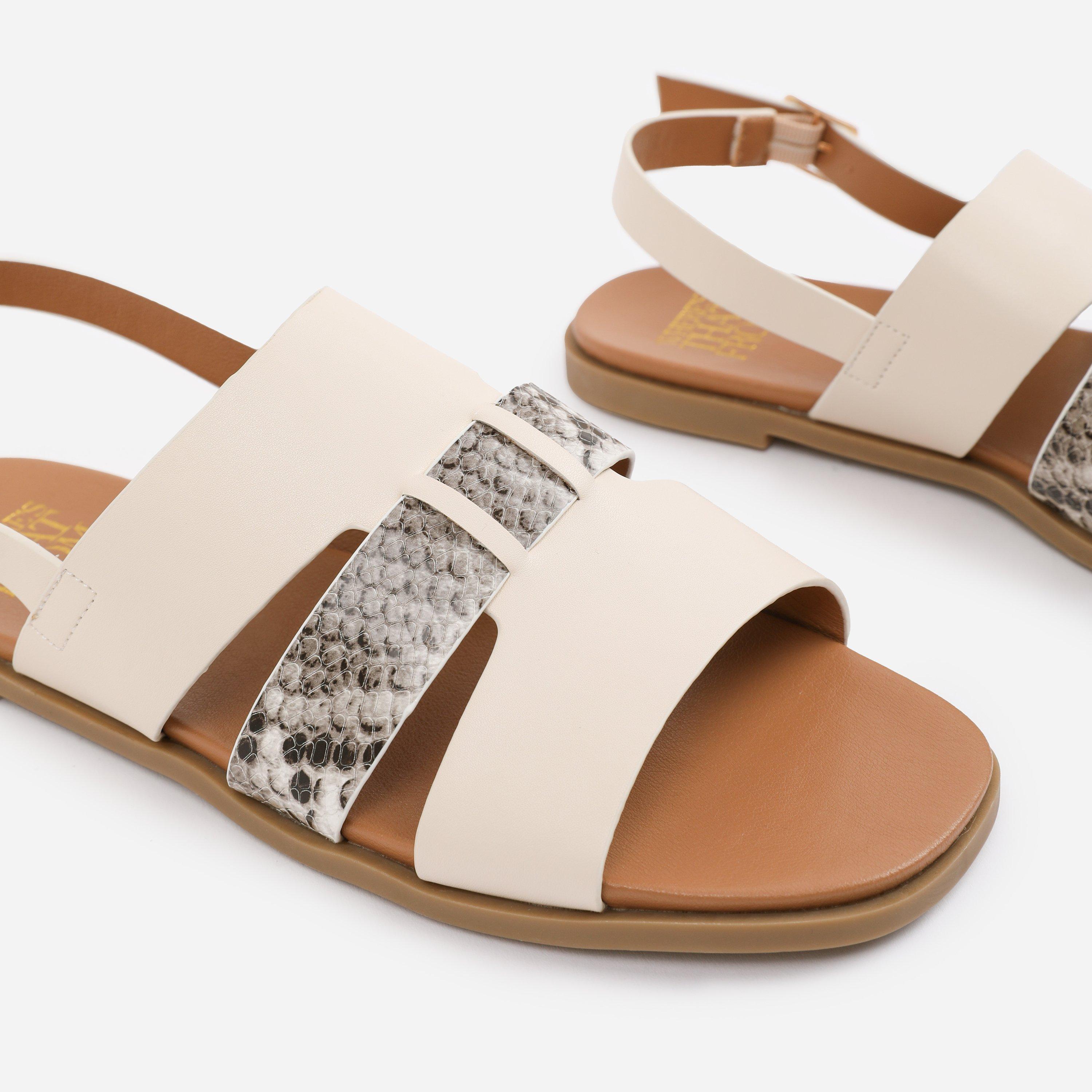 Cream - Wheres That From - Cream PU Uma Flat Sandals - 4