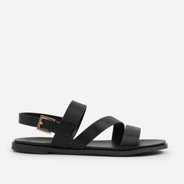Wheres That From Black PU Nessa Flat Sandals