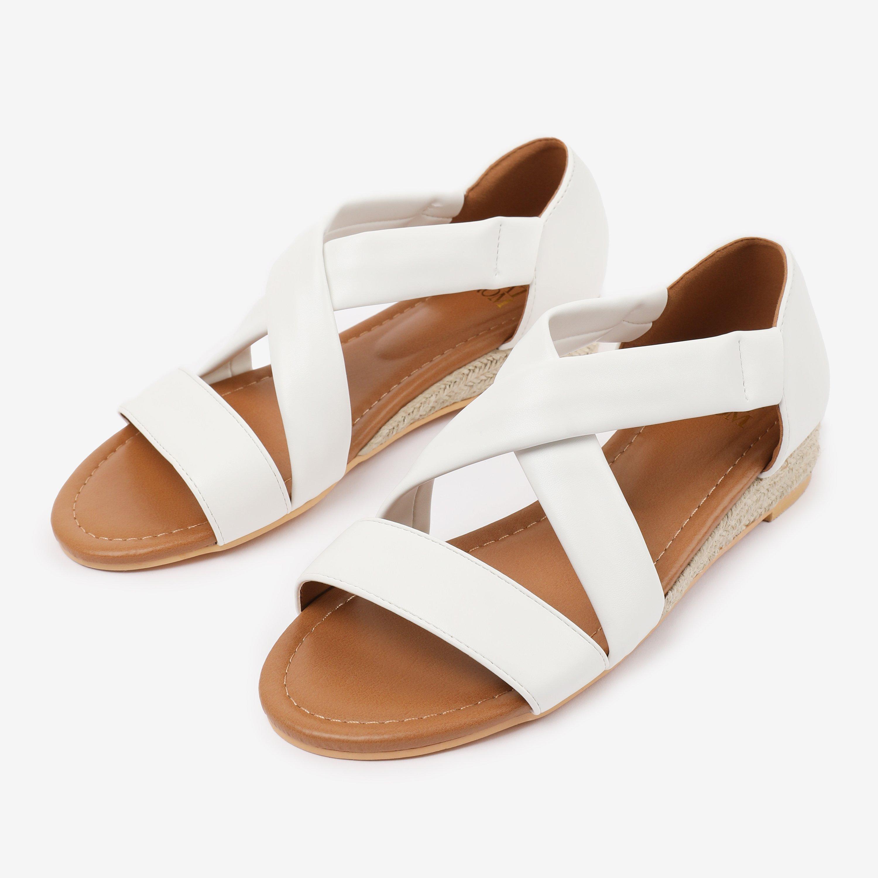 White - Wheres That From - Wide-Fit White PU Hummingbird Low Wedge Shoes - 3