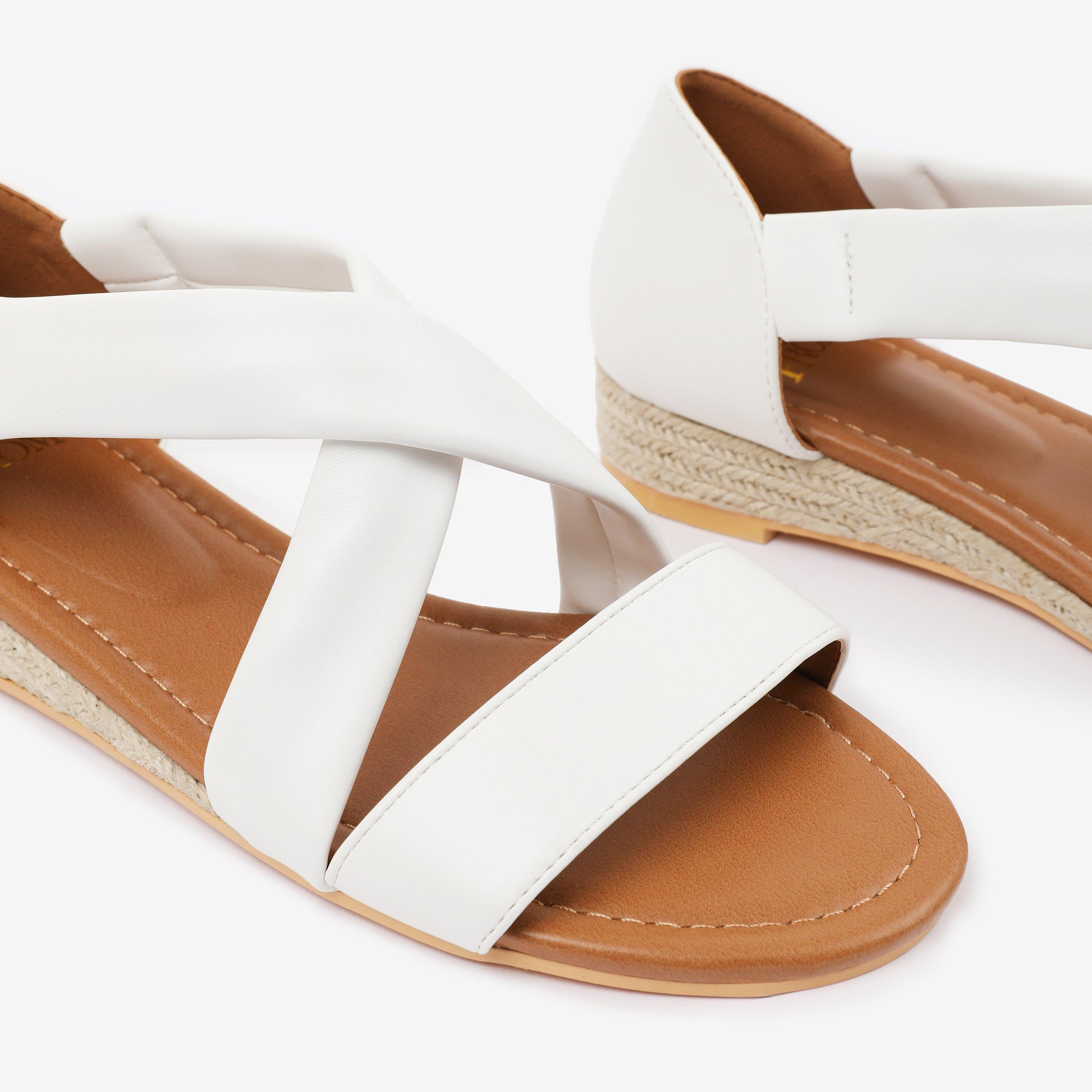 White - Wheres That From - Wide-Fit White PU Hummingbird Low Wedge Shoes - 4