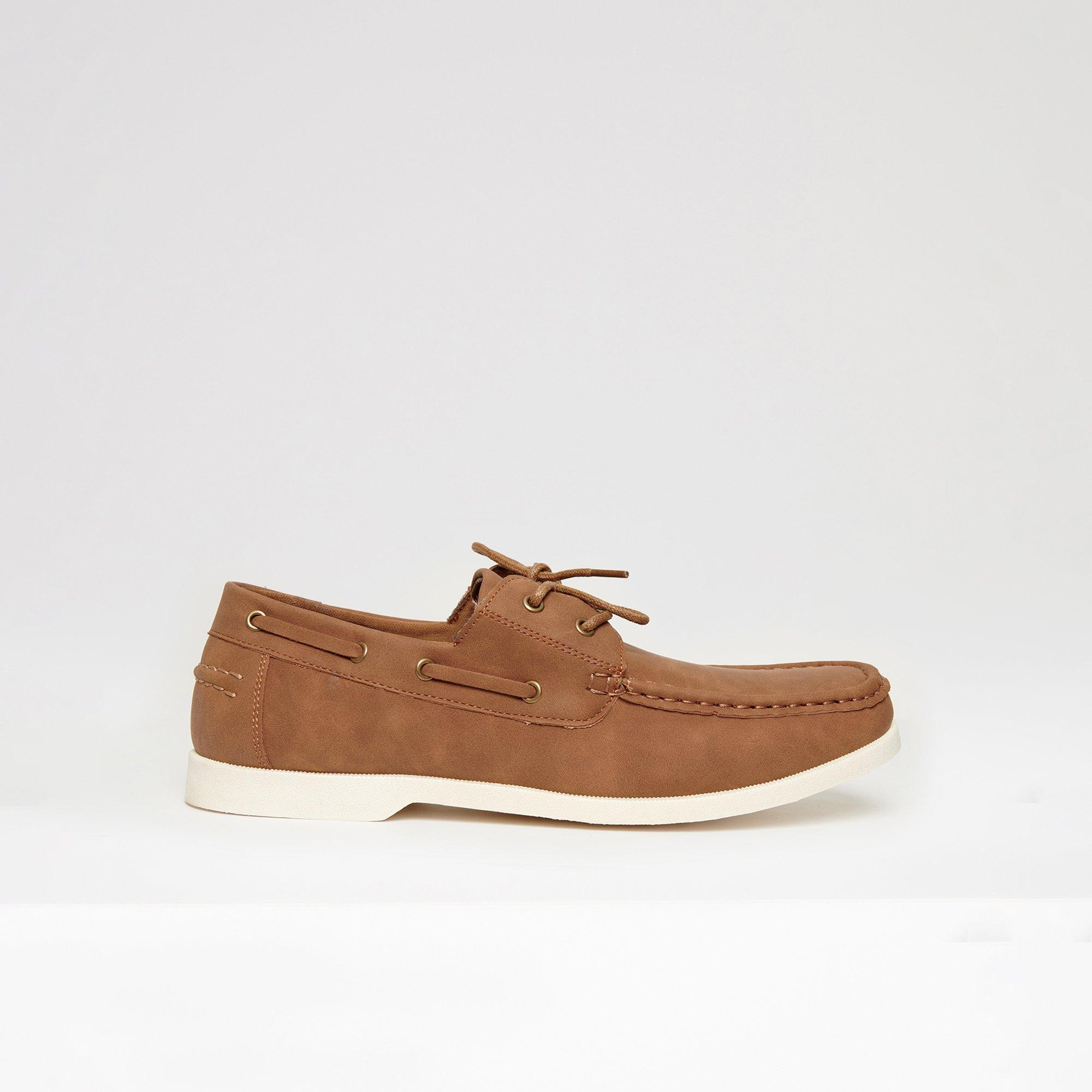 Tan - Threadbare - Men's Faux Suede Boat Shoes - 4