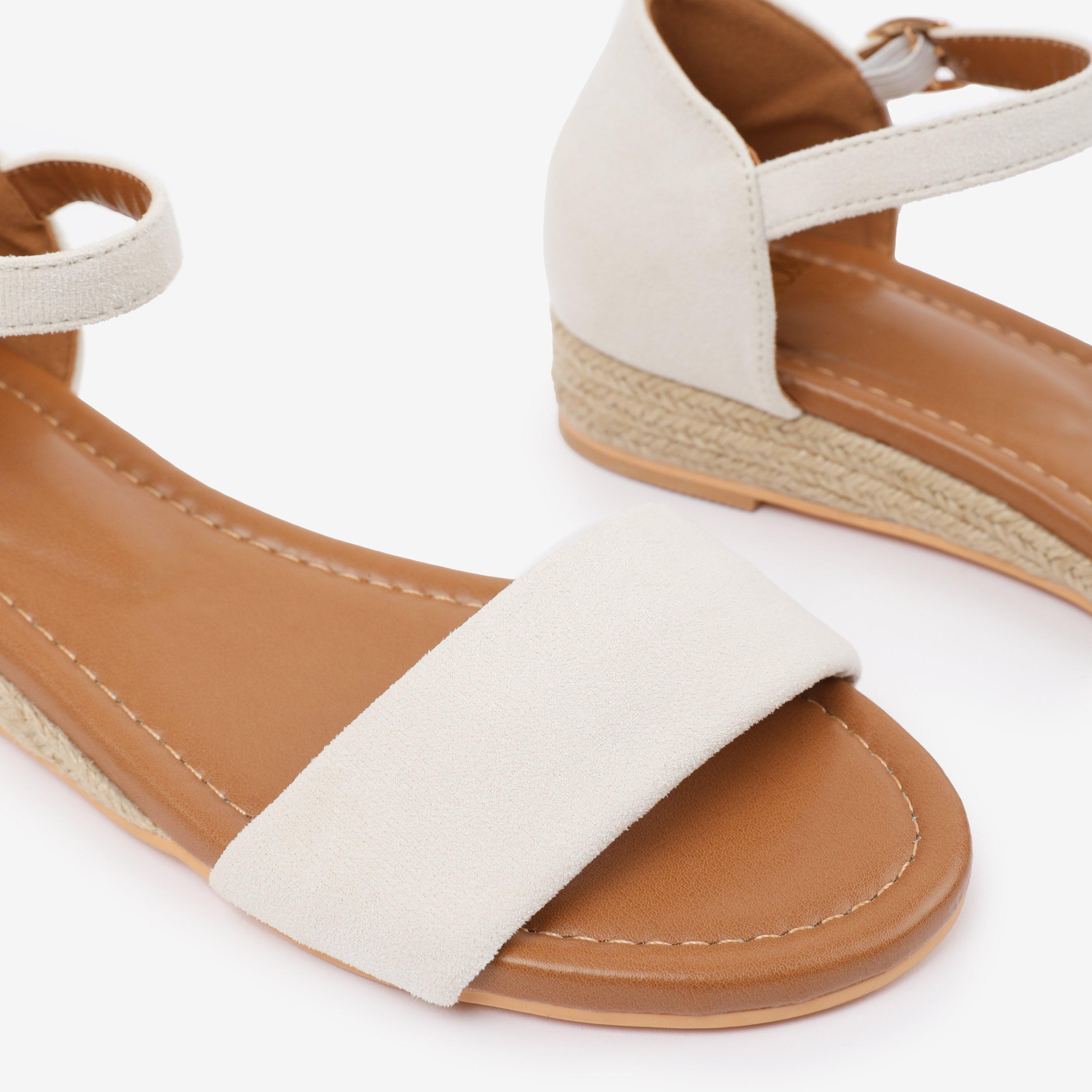 Cream - Wheres That From - Cream Suede Eleanor Low Wedge Shoes - 4