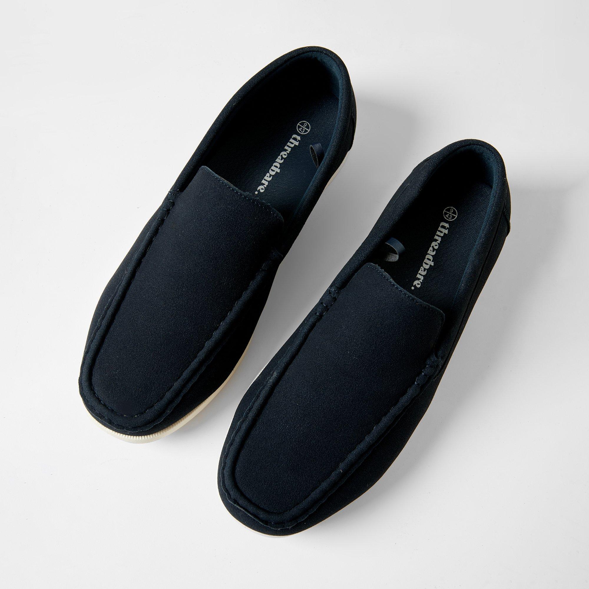 Threadbare Faux Suede Slip On Loafers In Navy