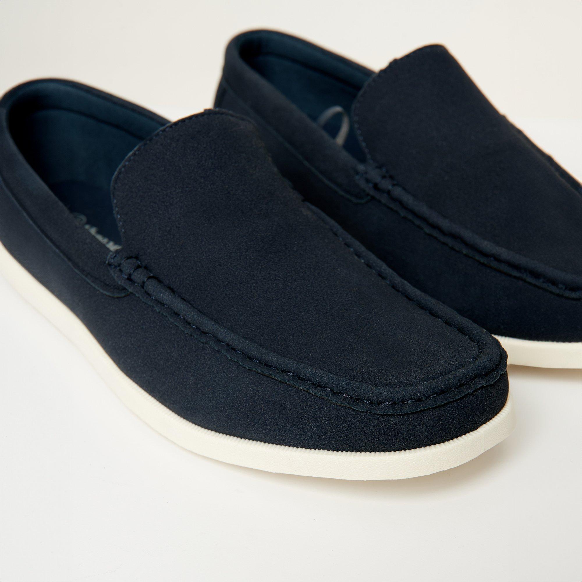 Navy - Threadbare - Faux Suede Slip On Loafers - 2