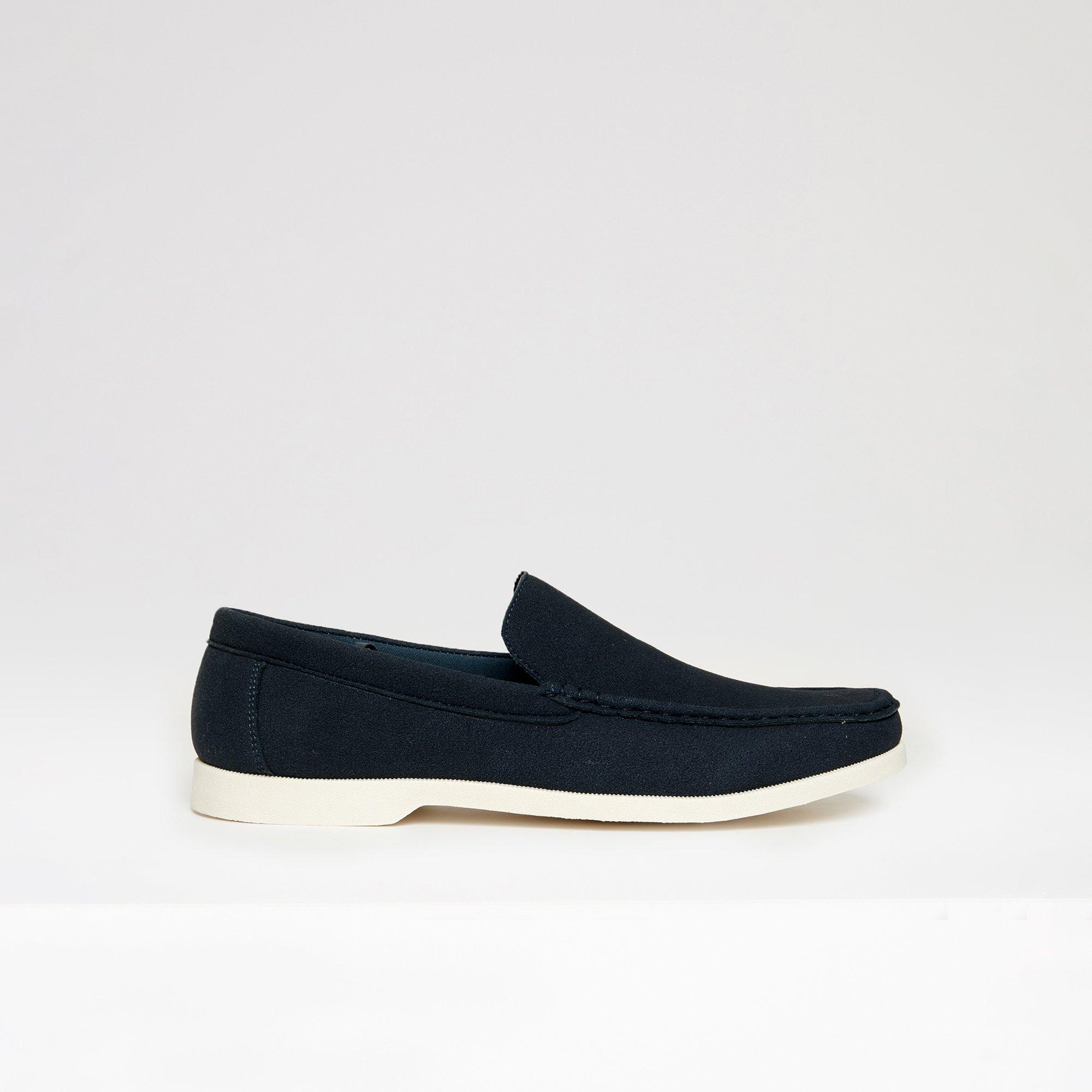 Navy - Threadbare - Faux Suede Slip On Loafers - 4