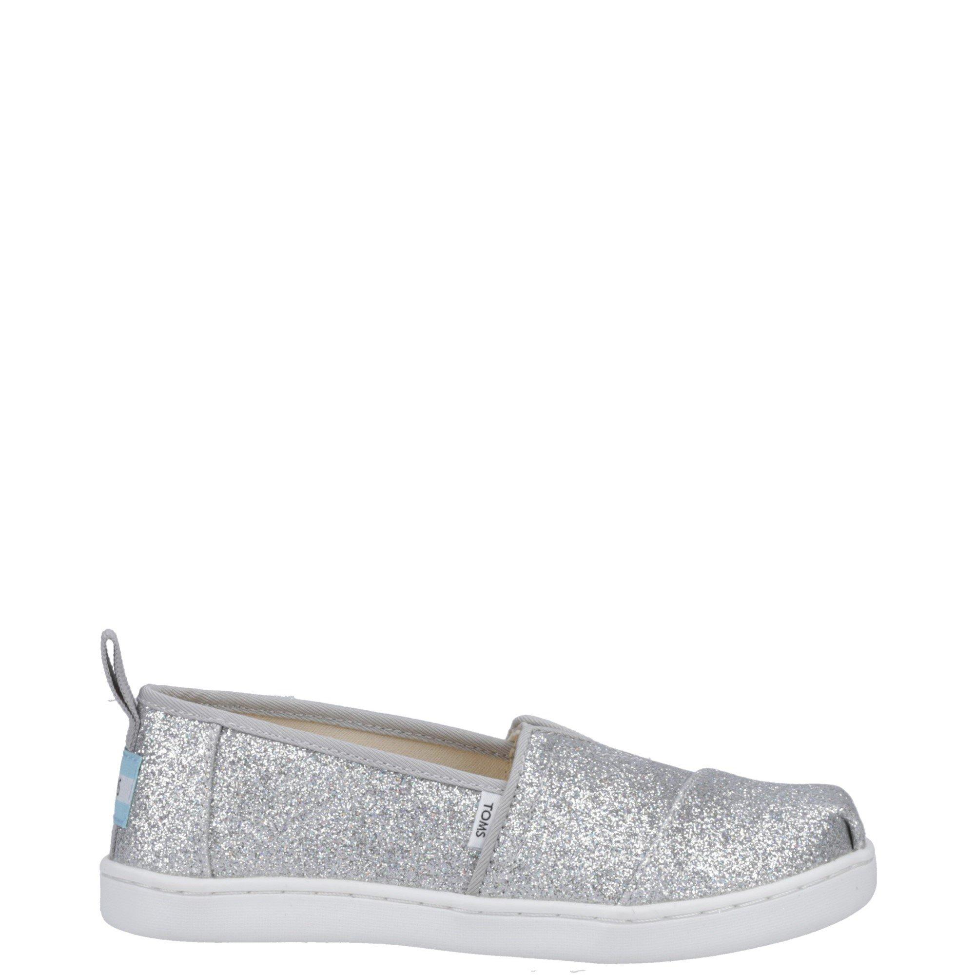 Toms Girls Alpargata Shoes - Silver - 13 (32.5)