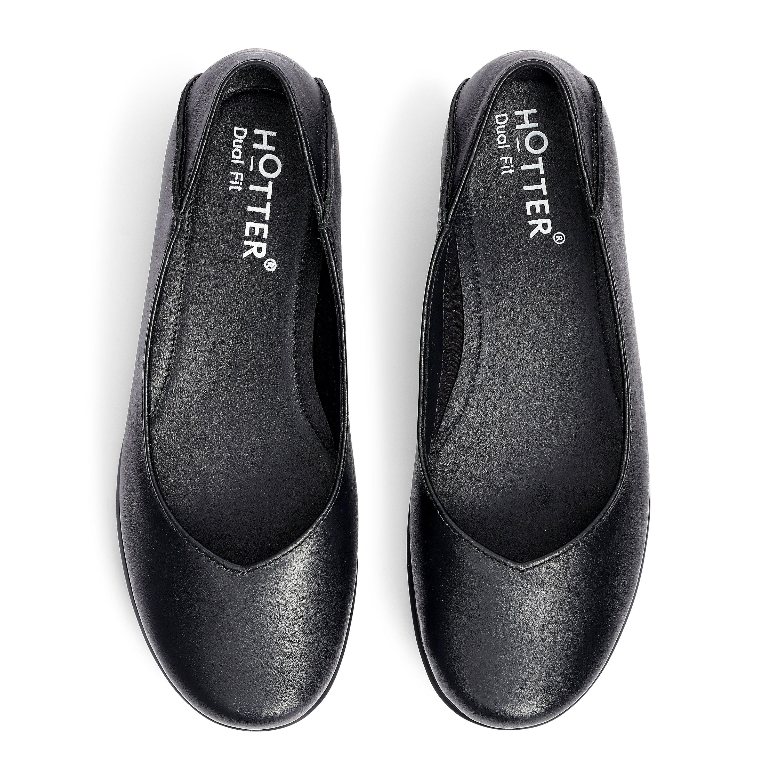 Black - Hotter - Birdie Ballerina Pumps Wide Fit - 3