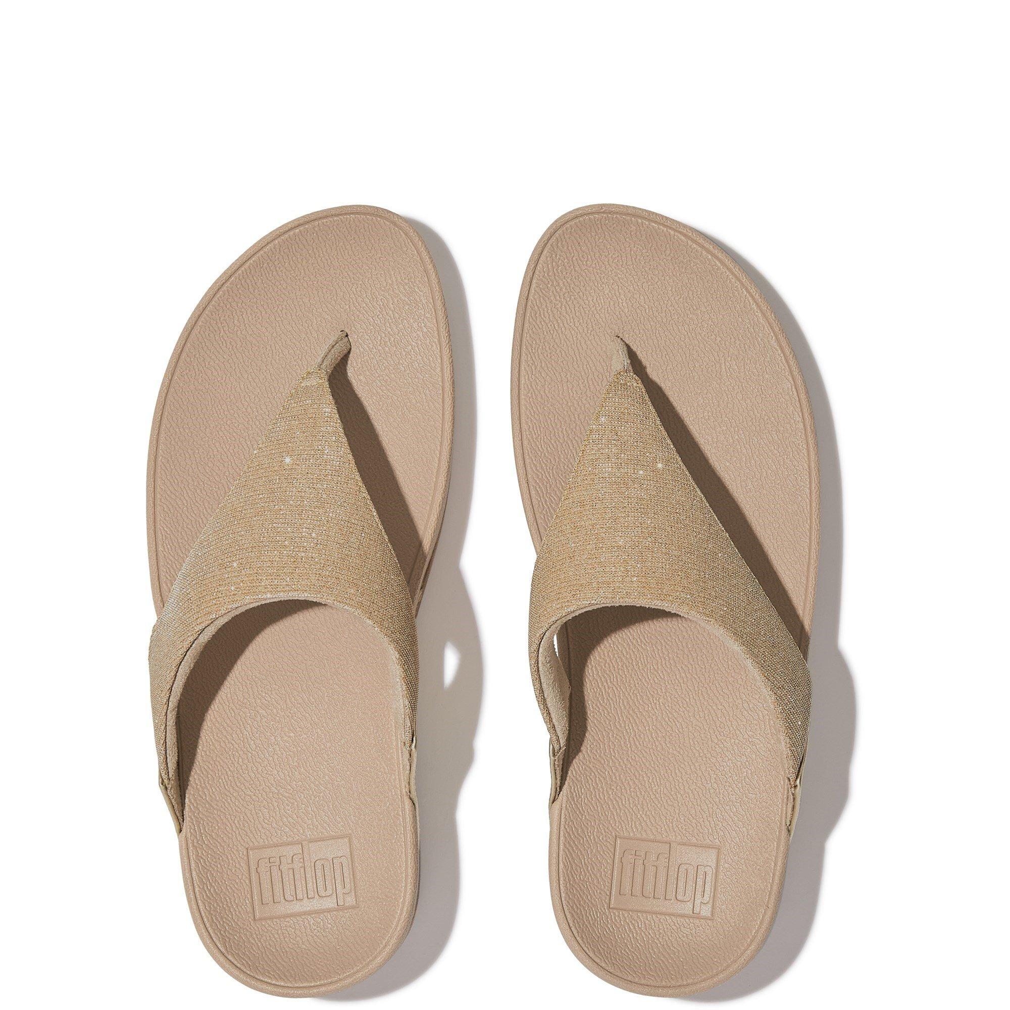 Beige - FitFlop - Lulu Shimmerlux Toe Post Sandals - 4