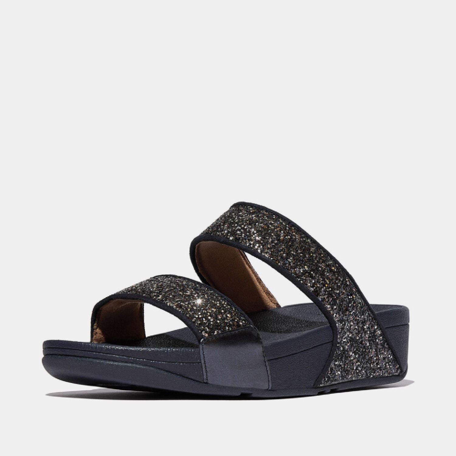 Navy - FitFlop - Lulu Multi-Tonal Glitter Sliders - 2