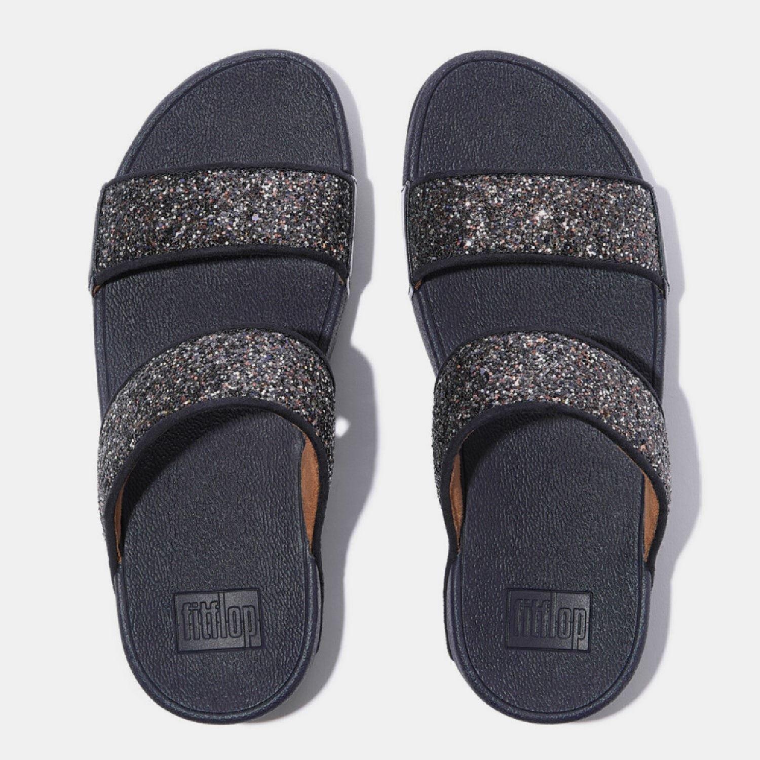 Navy - FitFlop - Lulu Multi-Tonal Glitter Sliders - 3