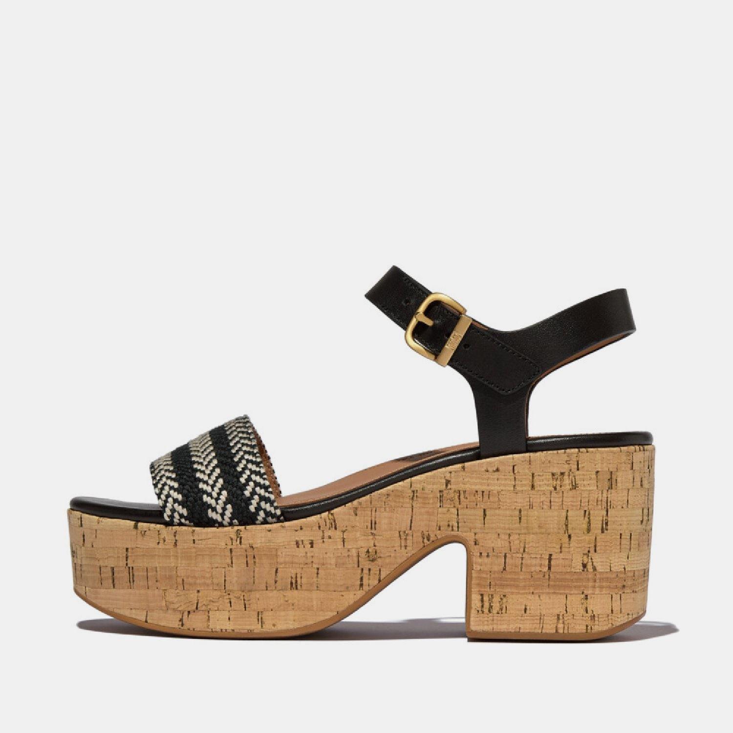 Black - FitFlop - Platfforms Ankle-Strap Sandals - 1