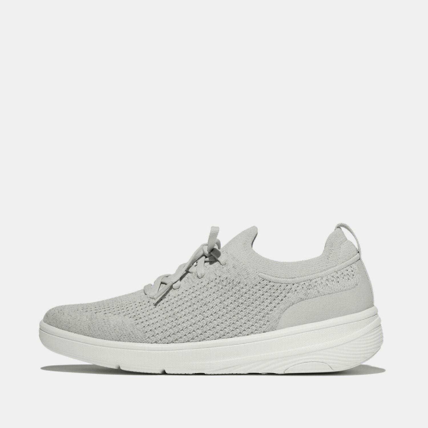 Grey - FitFlop - Super-Q Knit Slip-On Laced Trainers - 1