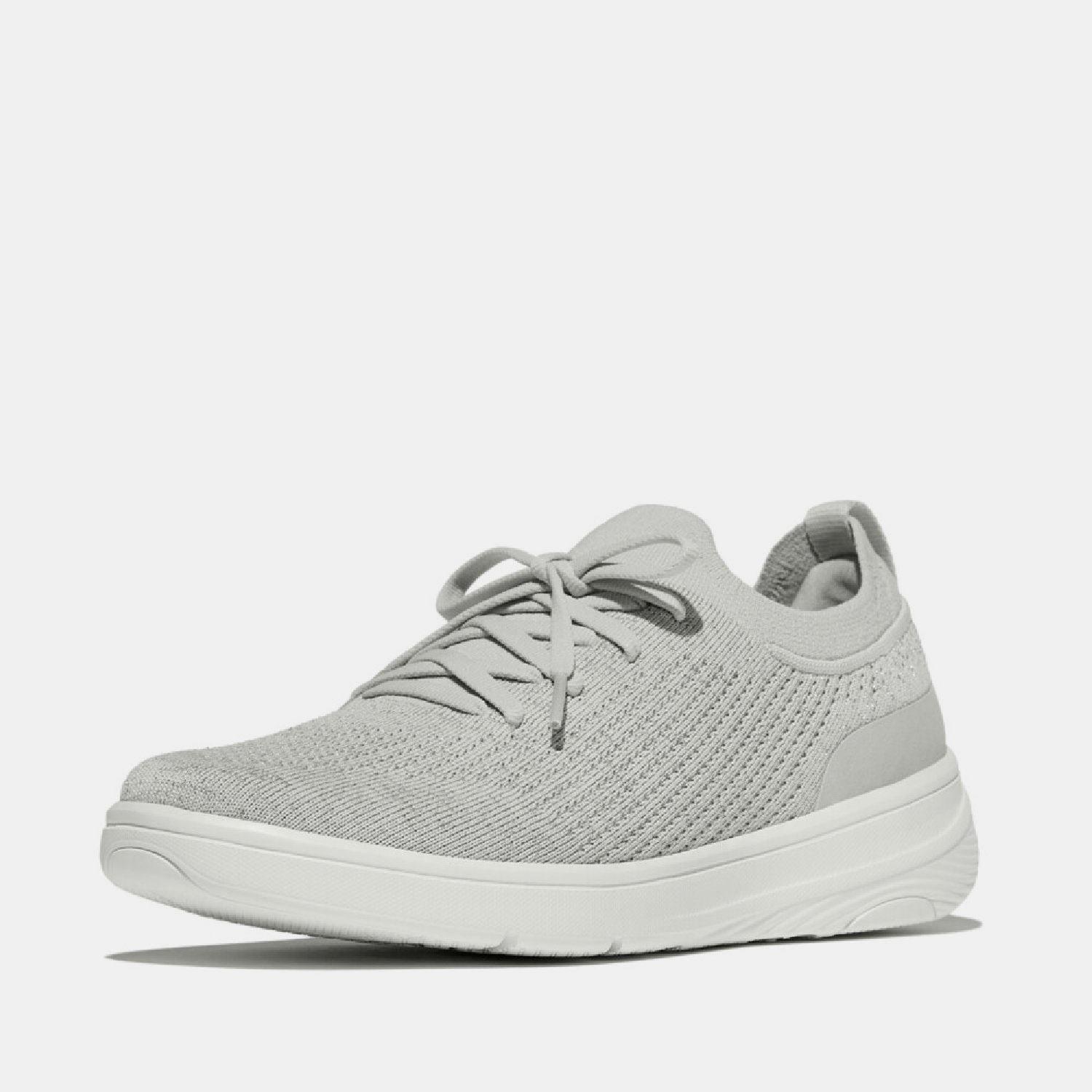 Grey - Fitflop - Super-Q Knit Slip-On Laced Trainers - 2