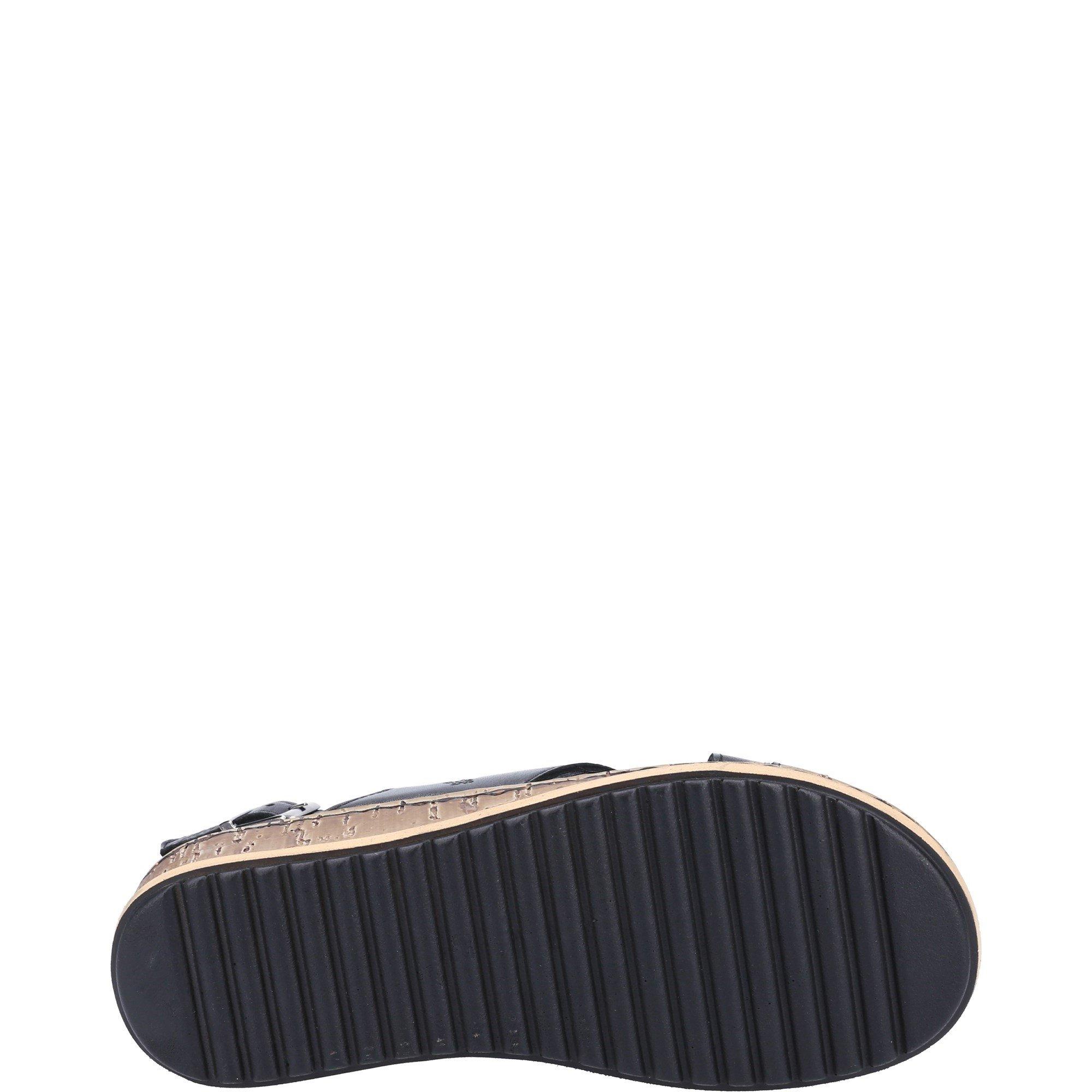 Black - Hush Puppies - Elena Cross Over Wedge Sandal - 4