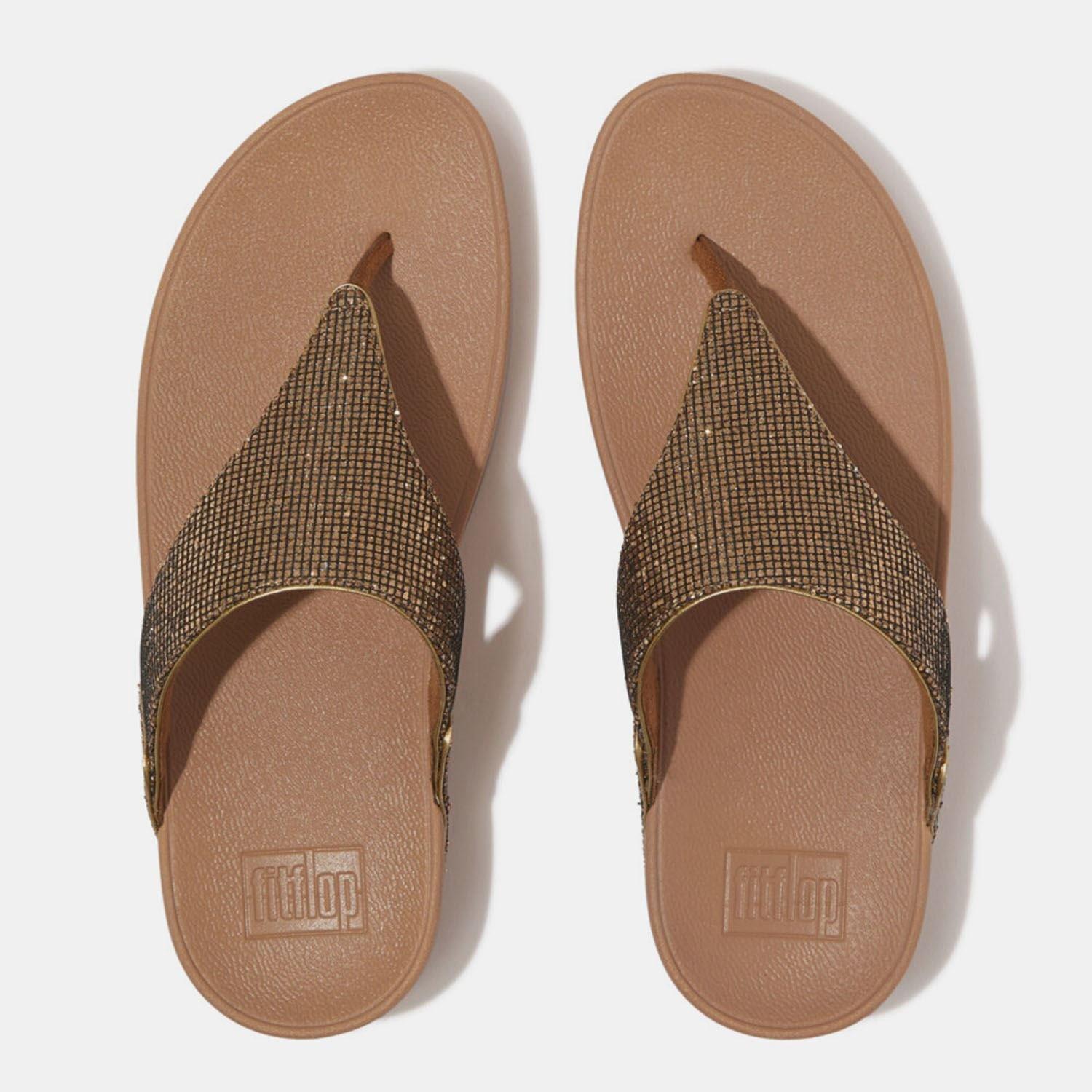 Gold - Fitflop - Lulu Glitterball Toe-Post Sandals - 3
