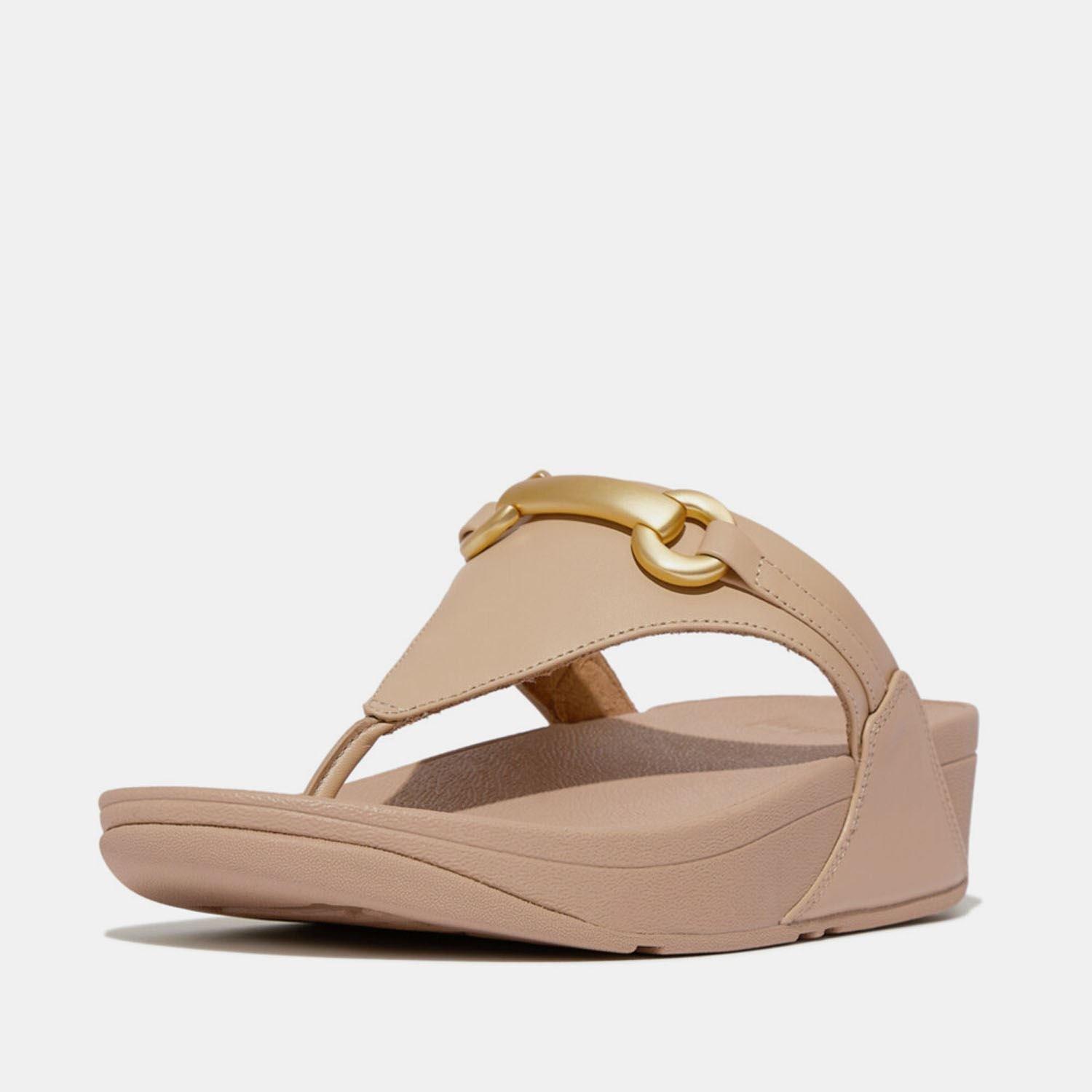 Beige - Fitflop - Lulu Chunky-Snaffle Leather Toe-Post Sandals - 2