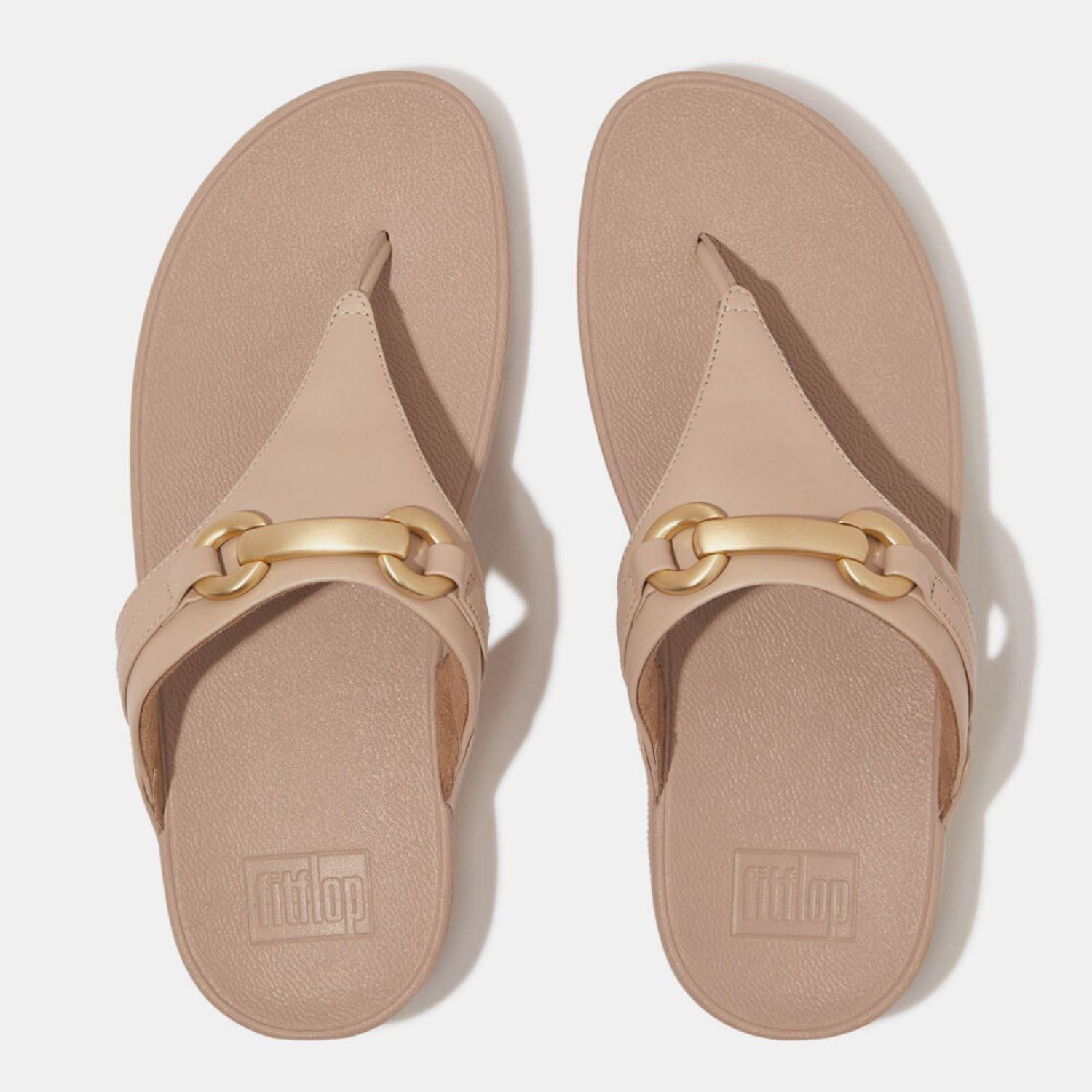 Beige - Fitflop - Lulu Chunky-Snaffle Leather Toe-Post Sandals - 3