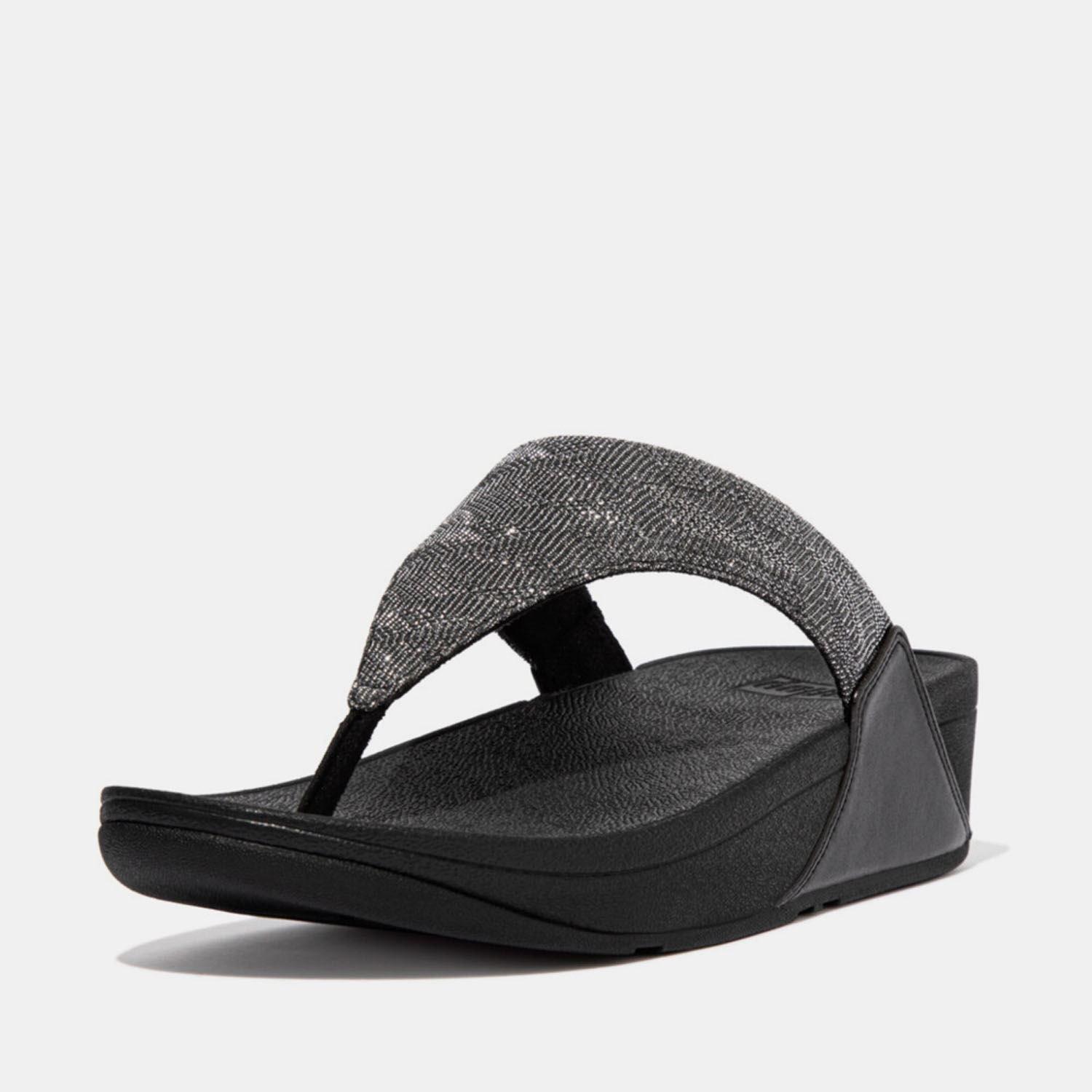 Black - Fitflop - Lulu Glitz Toe-Post Sandals - 2