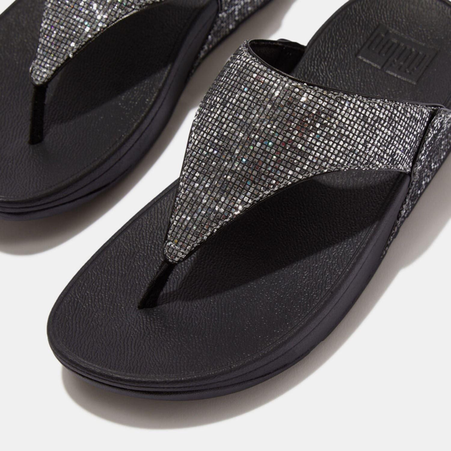 Silver - Fitflop - Lulu Glitterball Toe-Post Sandals - 5