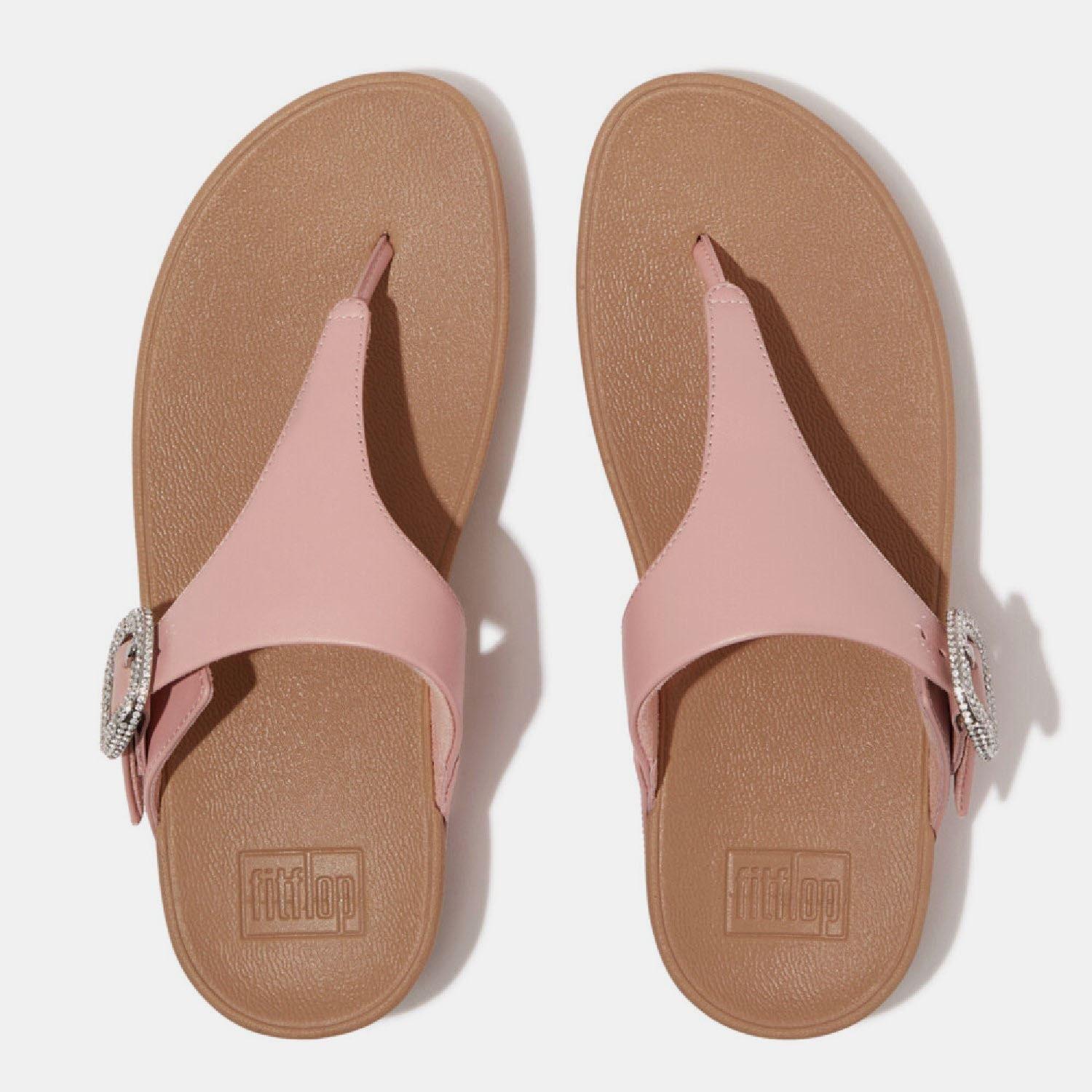 Beige - Fitflop - Lulu Crystal-Buckle Leather Toe-Post Sandals - 2