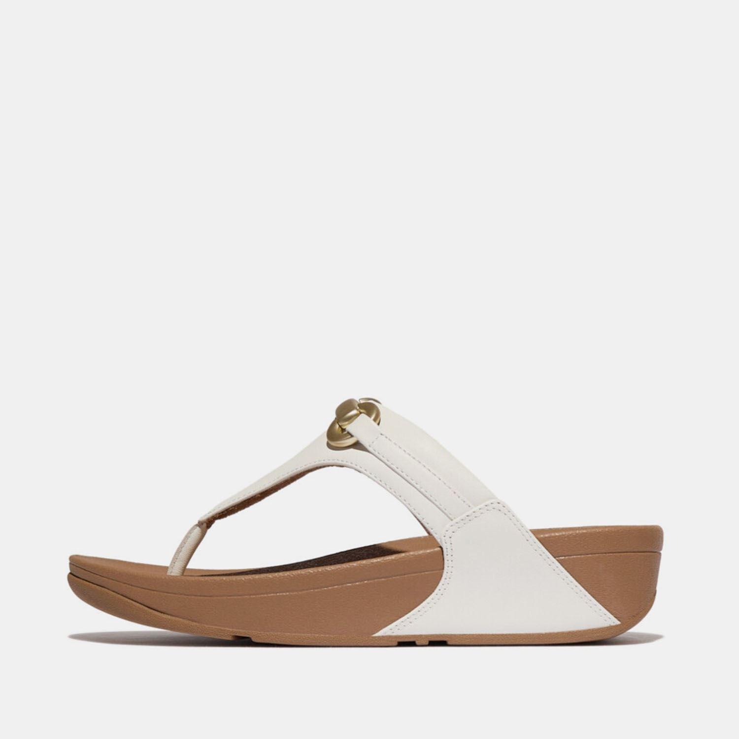 White - Fitflop - Lulu Chunky-Snaffle Leather Toe-Post Sandals - 1