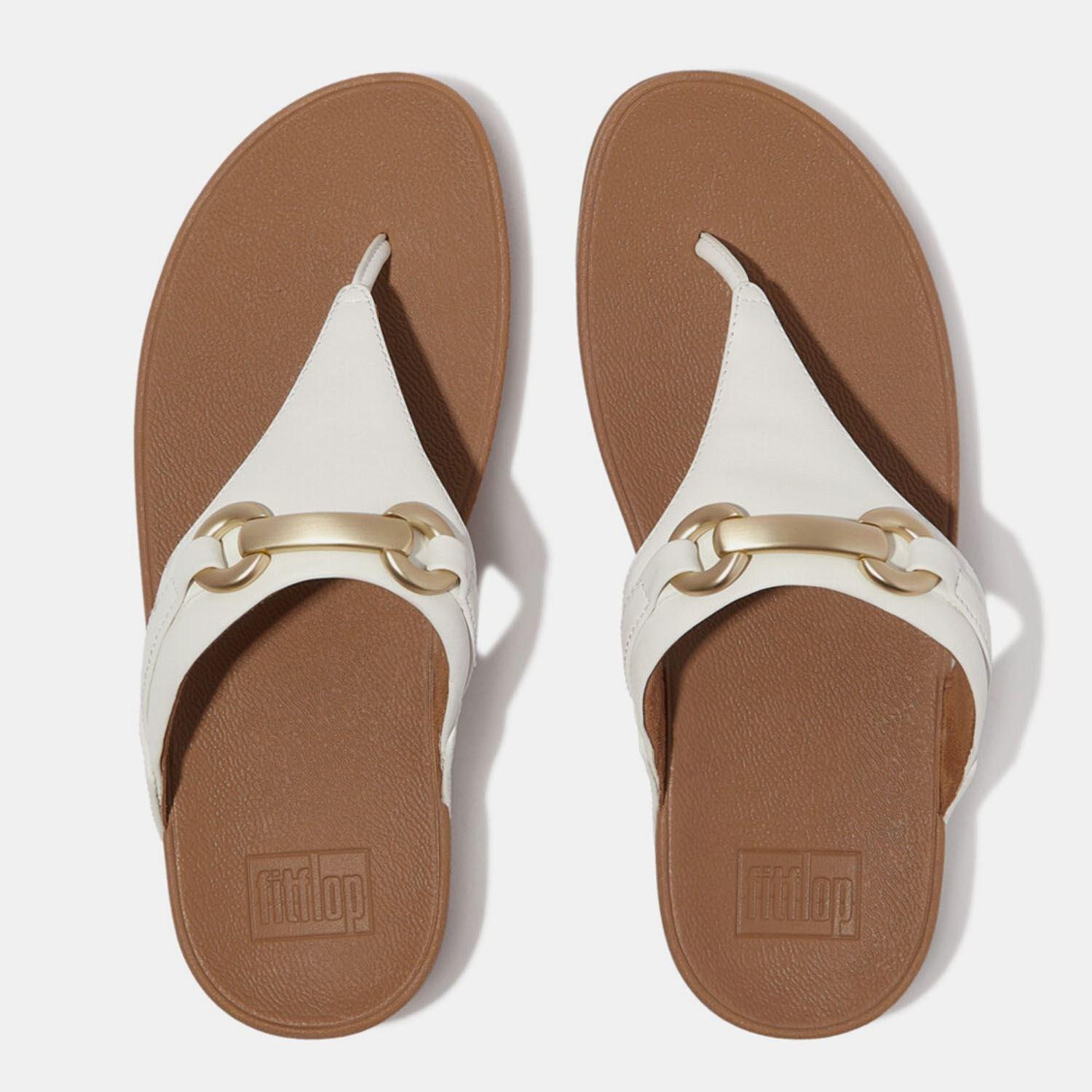 White - Fitflop - Lulu Chunky-Snaffle Leather Toe-Post Sandals - 3