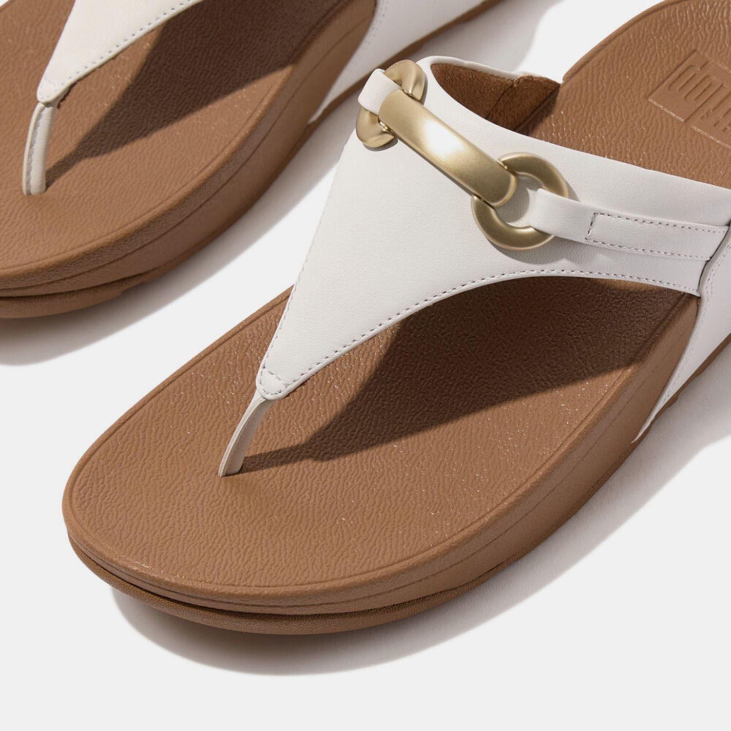 White - Fitflop - Lulu Chunky-Snaffle Leather Toe-Post Sandals - 5