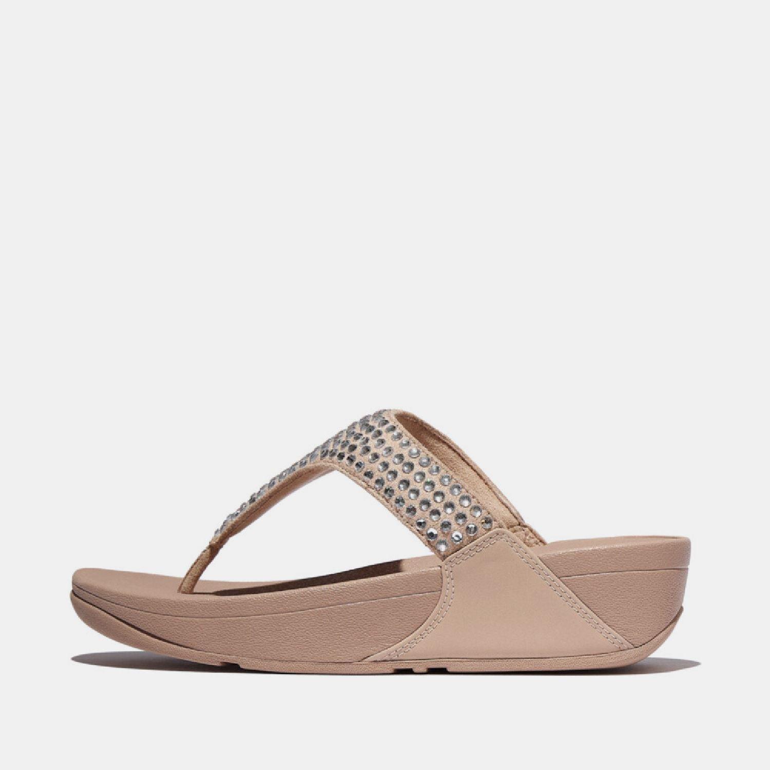 Beige - FitFlop - Lulu Maxi-Crystal Toe-Post Sandals - 1