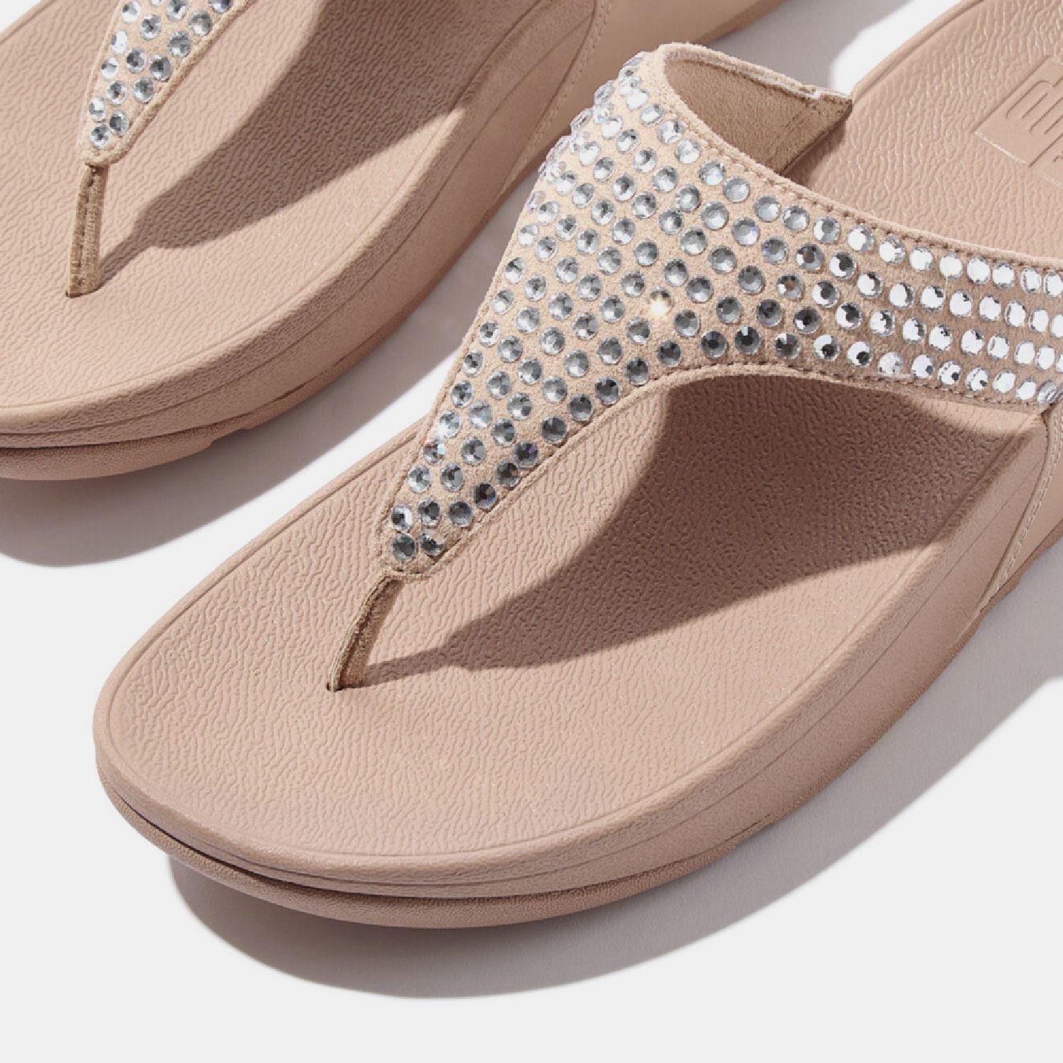Beige - FitFlop - Lulu Maxi-Crystal Toe-Post Sandals - 5