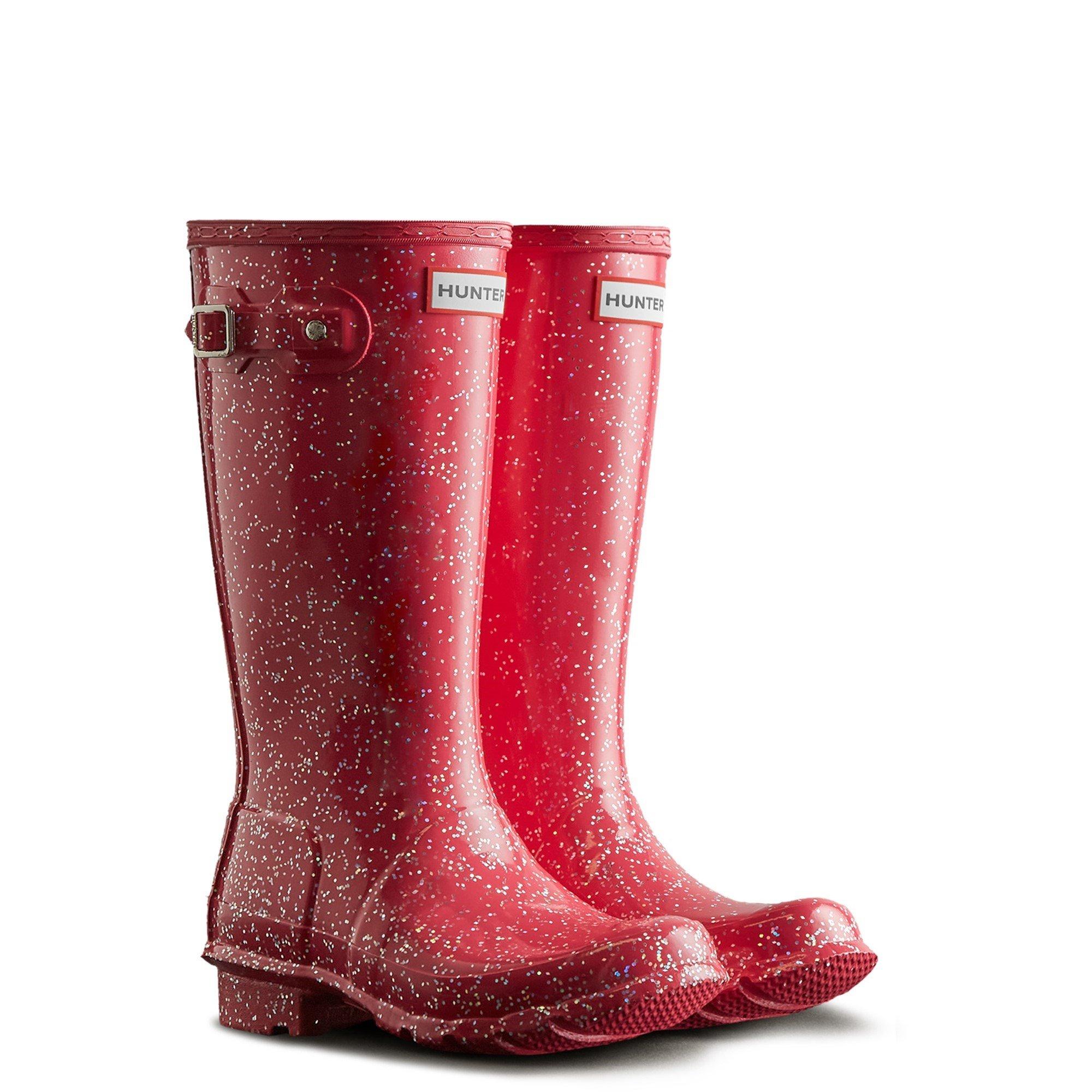Pink - Hunter - Big Kids Giant Glitter Wellington Boots - 2