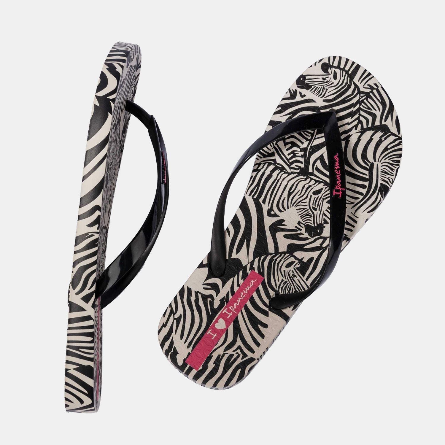 Beige Black - Ipanema - Animal Print VI Fem Flip Flops - 3