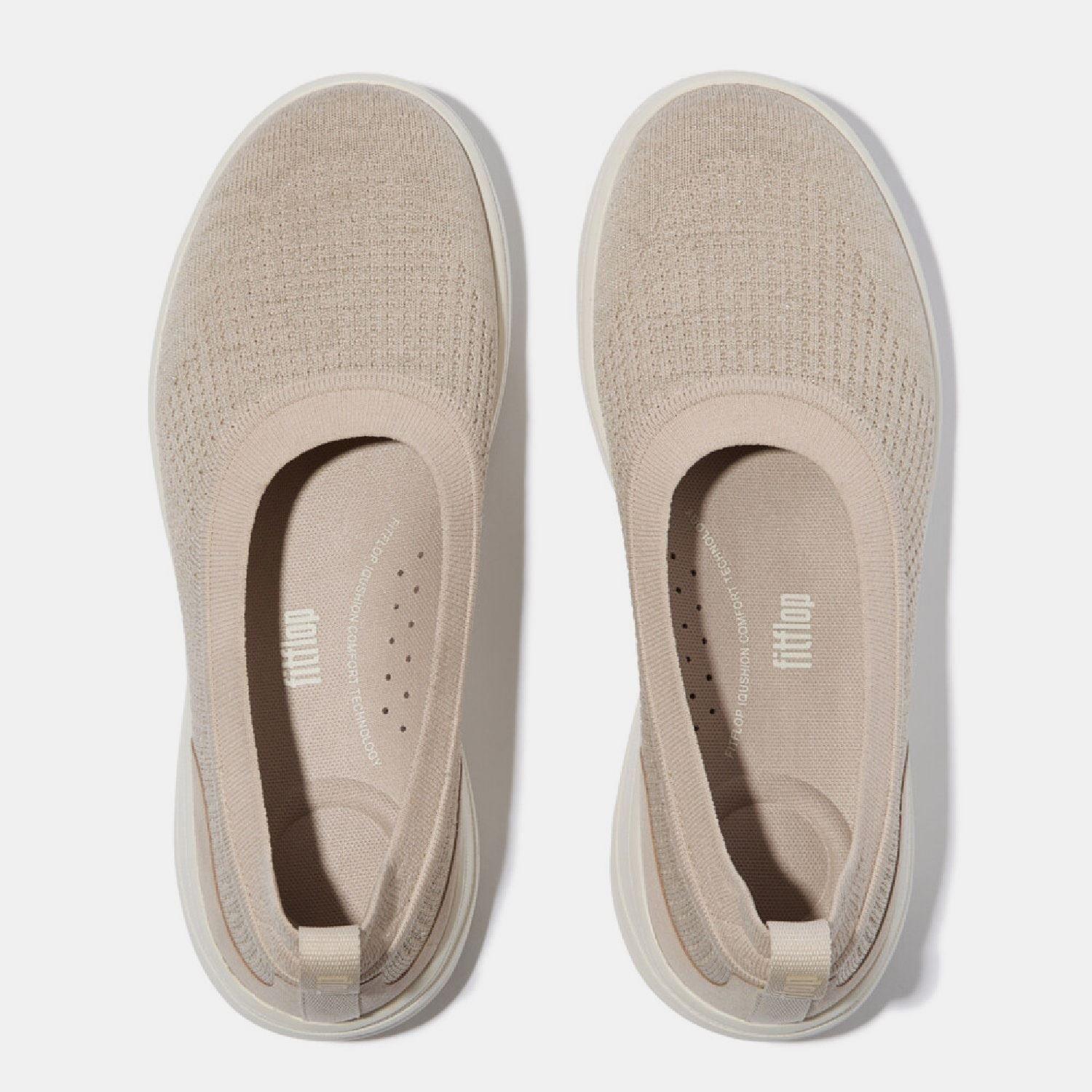 Beige - FitFlop - Super-Q Knit Ballet Flats - 3