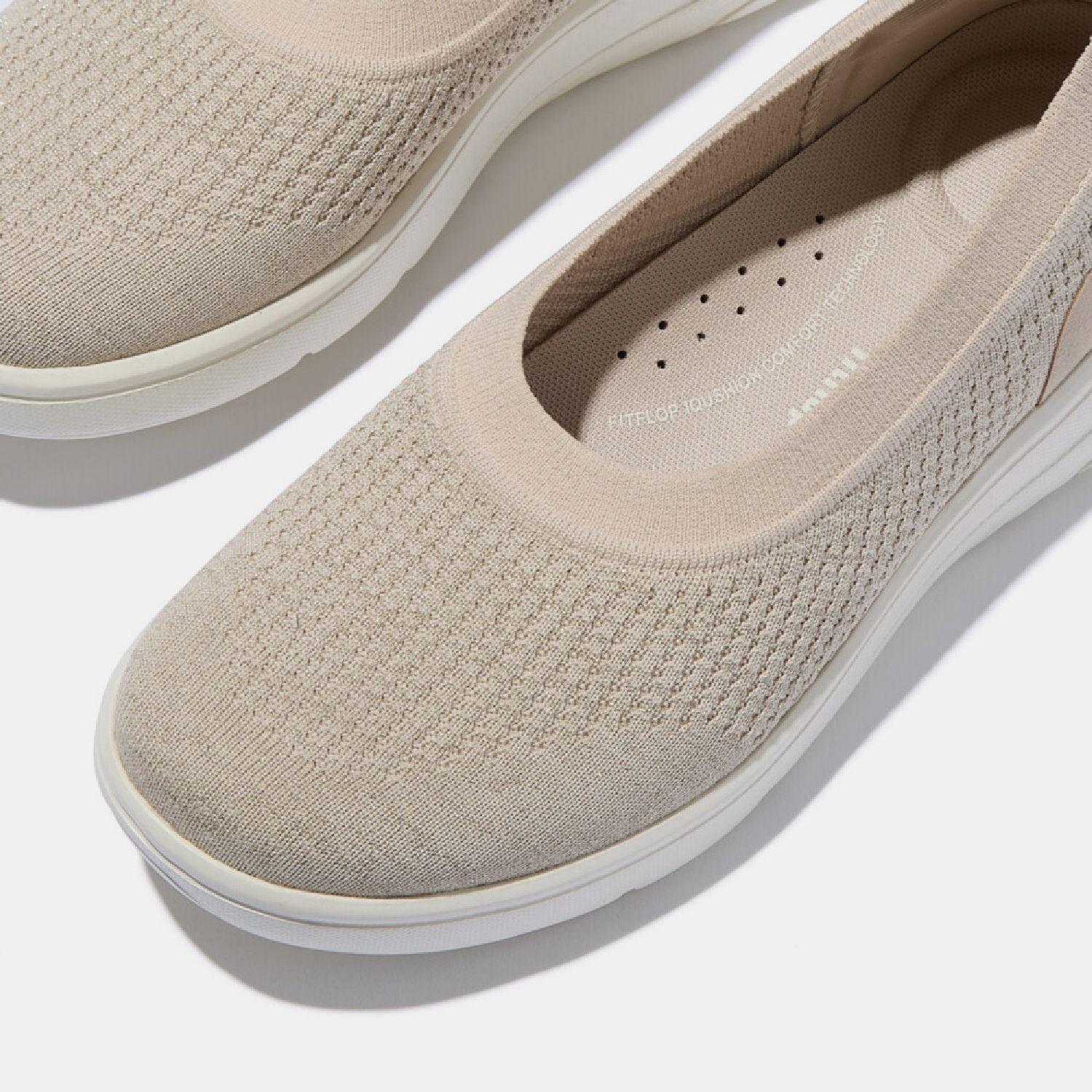 Beige - FitFlop - Super-Q Knit Ballet Flats - 5