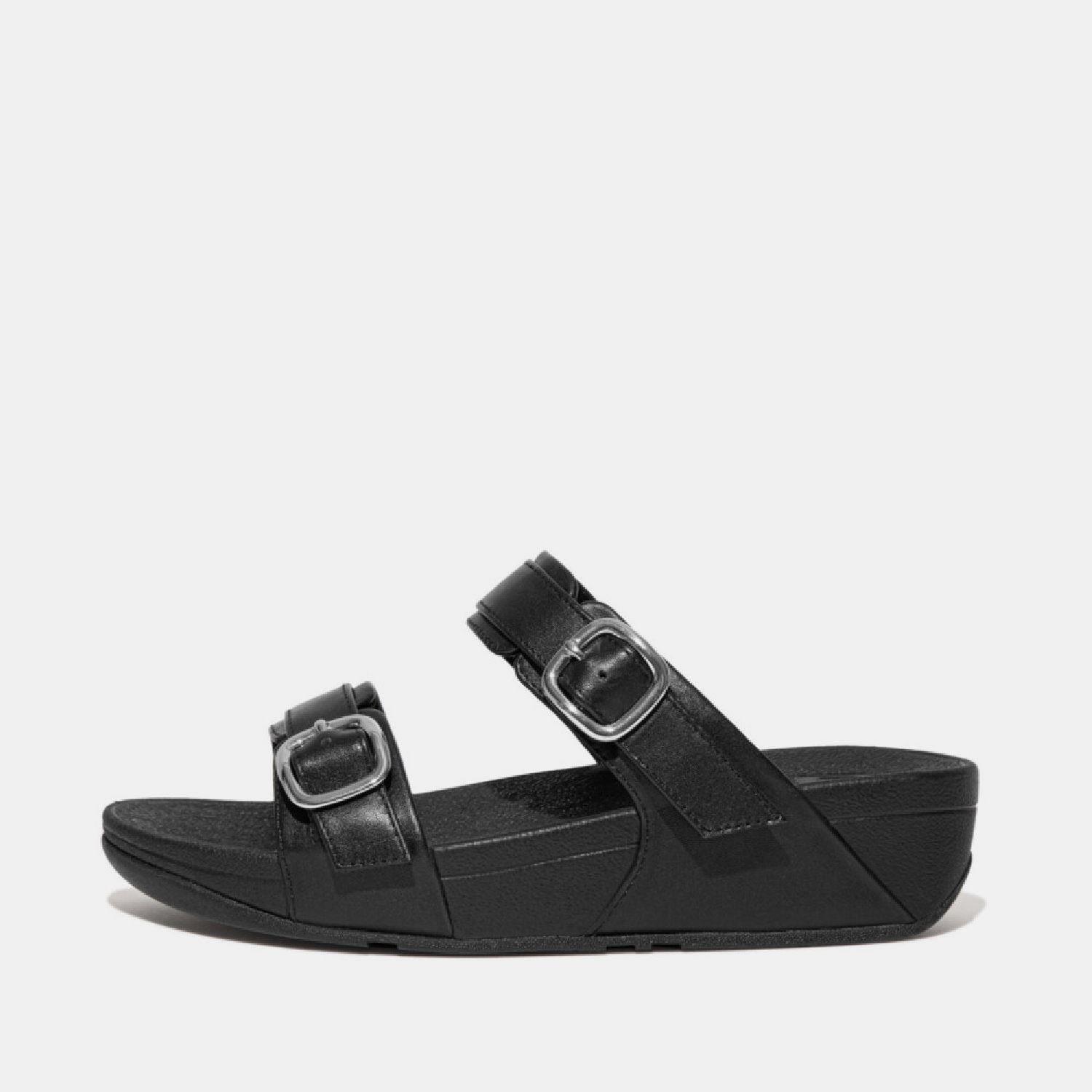 Black - Fitflop - Lulu Adjustable Leather Sliders - 1