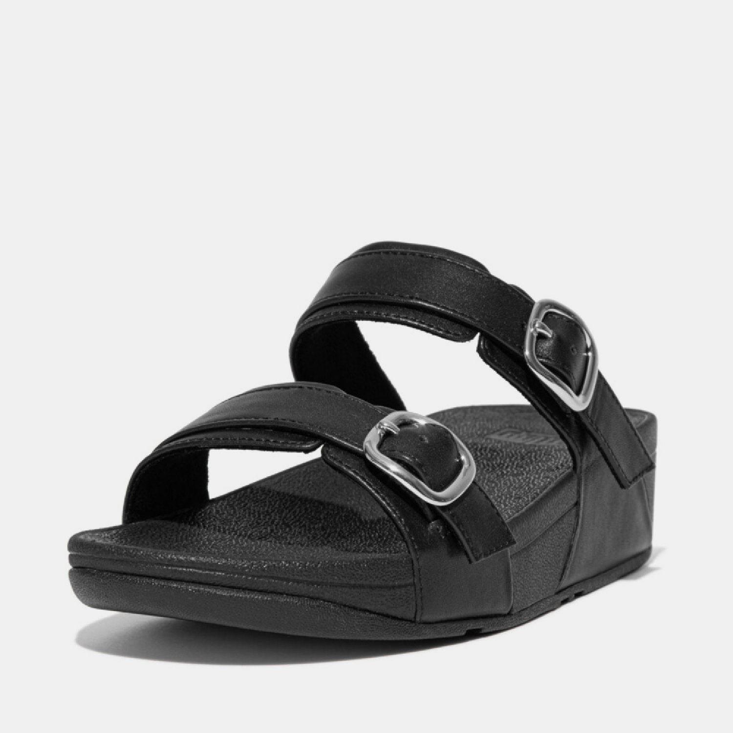 Black - Fitflop - Lulu Adjustable Leather Sliders - 2
