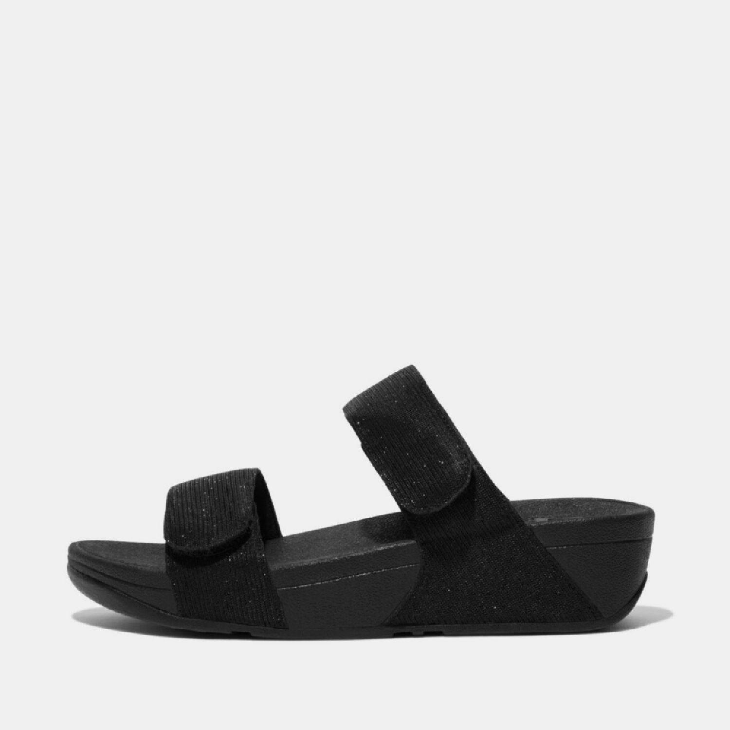 Black - FitFlop - Lulu Adjustable Shimmerlux Sliders - 1
