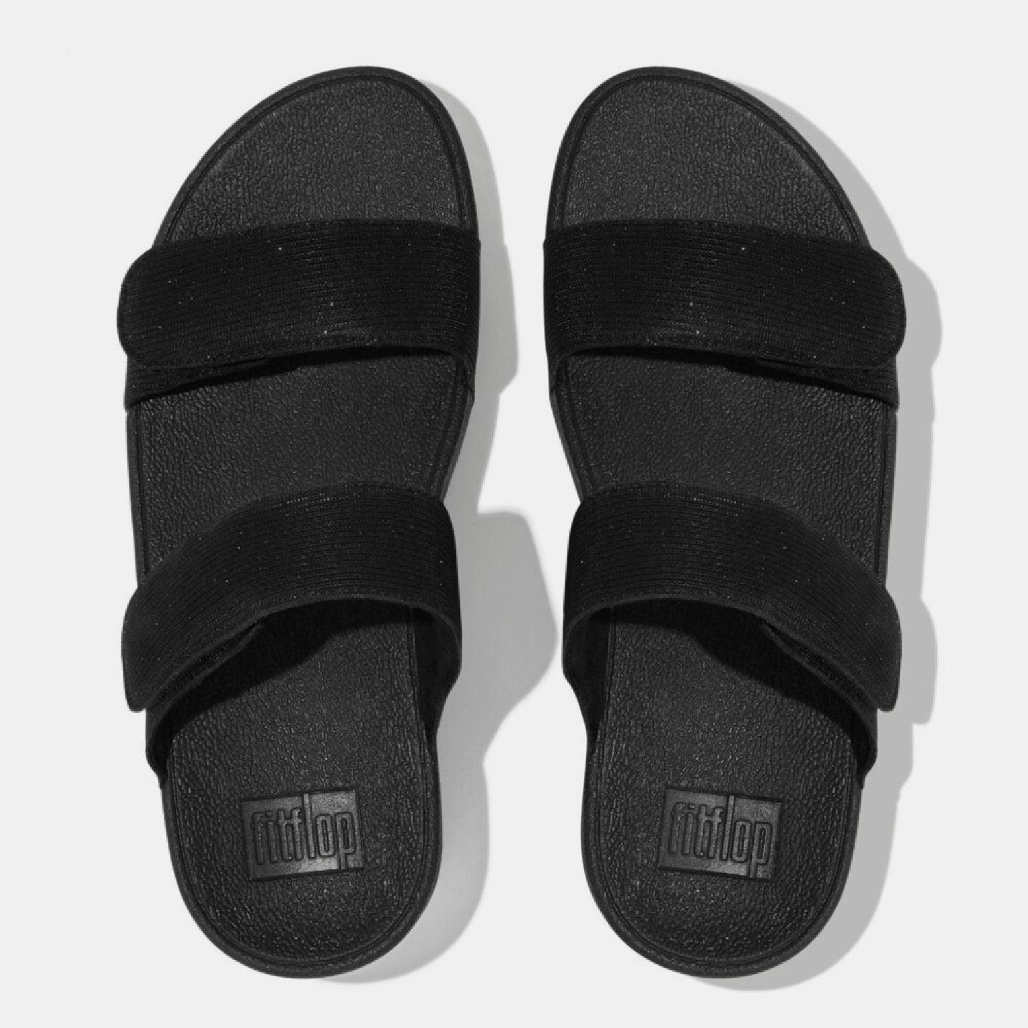 Black - FitFlop - Lulu Adjustable Shimmerlux Sliders - 3